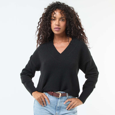 Pull col V uni NOIR
