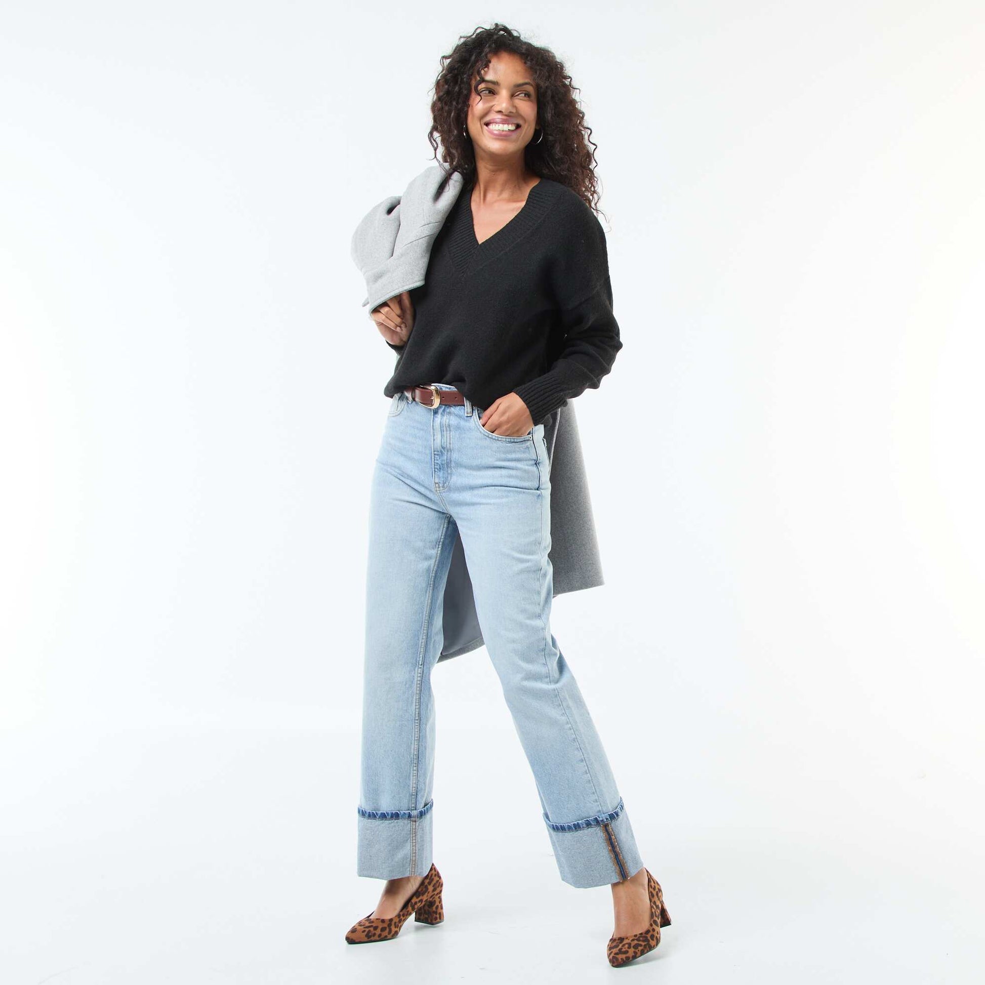 Pull col V uni NOIR