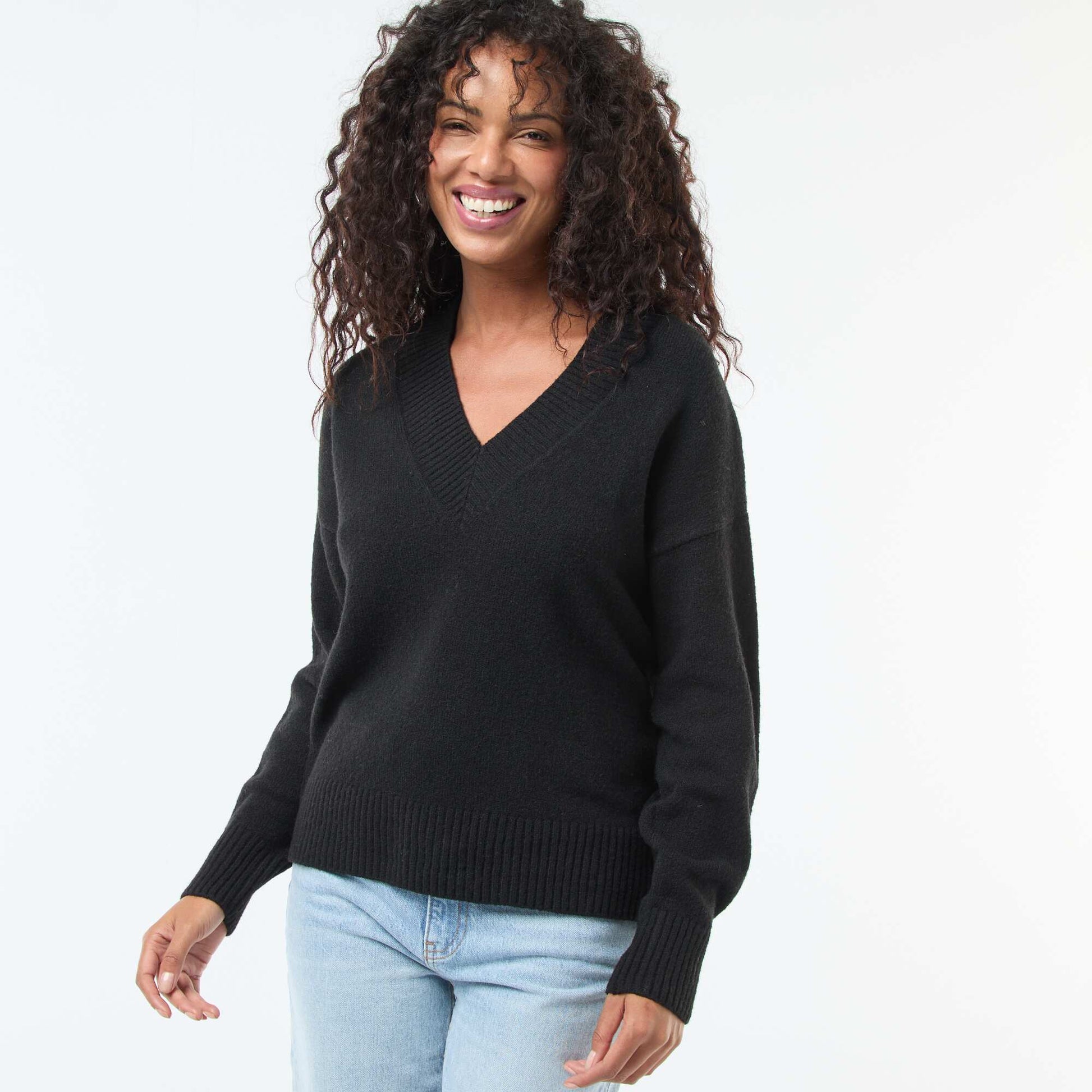 Pull col V uni NOIR