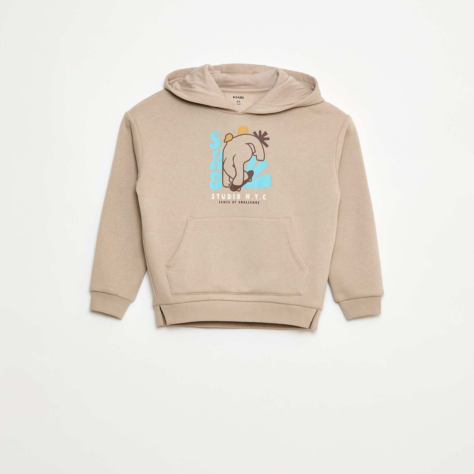 Sweat à capuche imprimé skate BEIGE