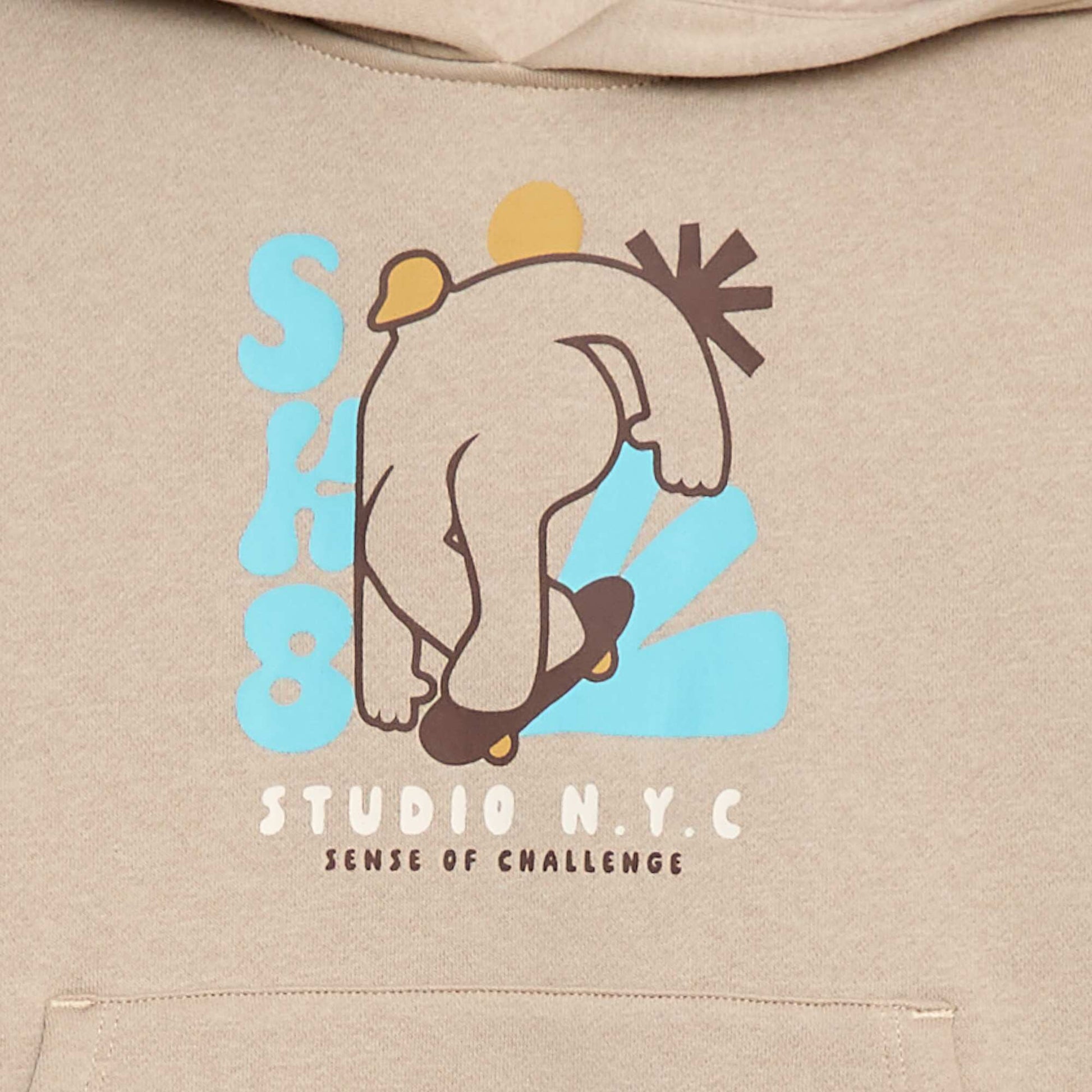 Sweat à capuche imprimé skate BEIGE