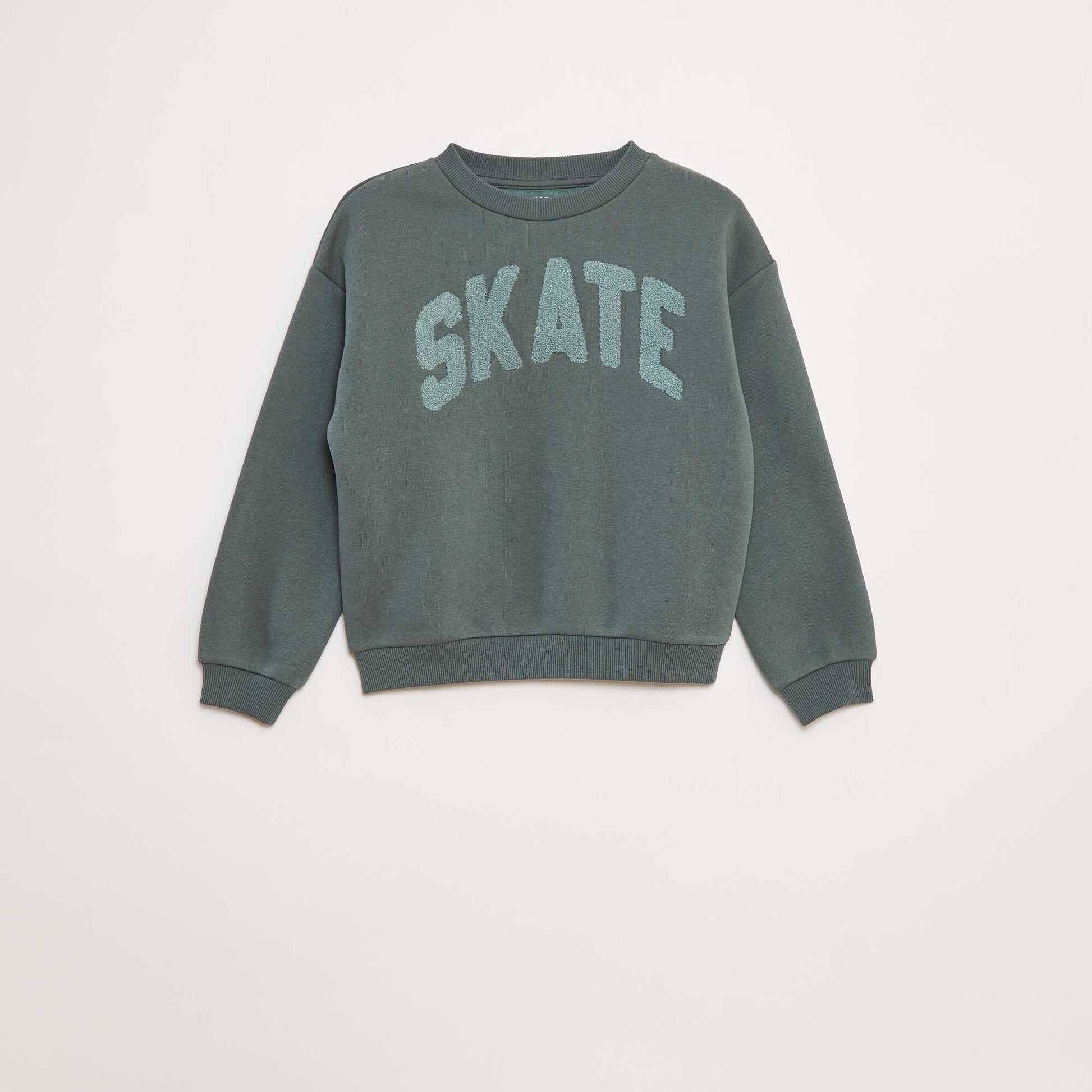 Sweat en molleton avec animation en maille bouclette VERT