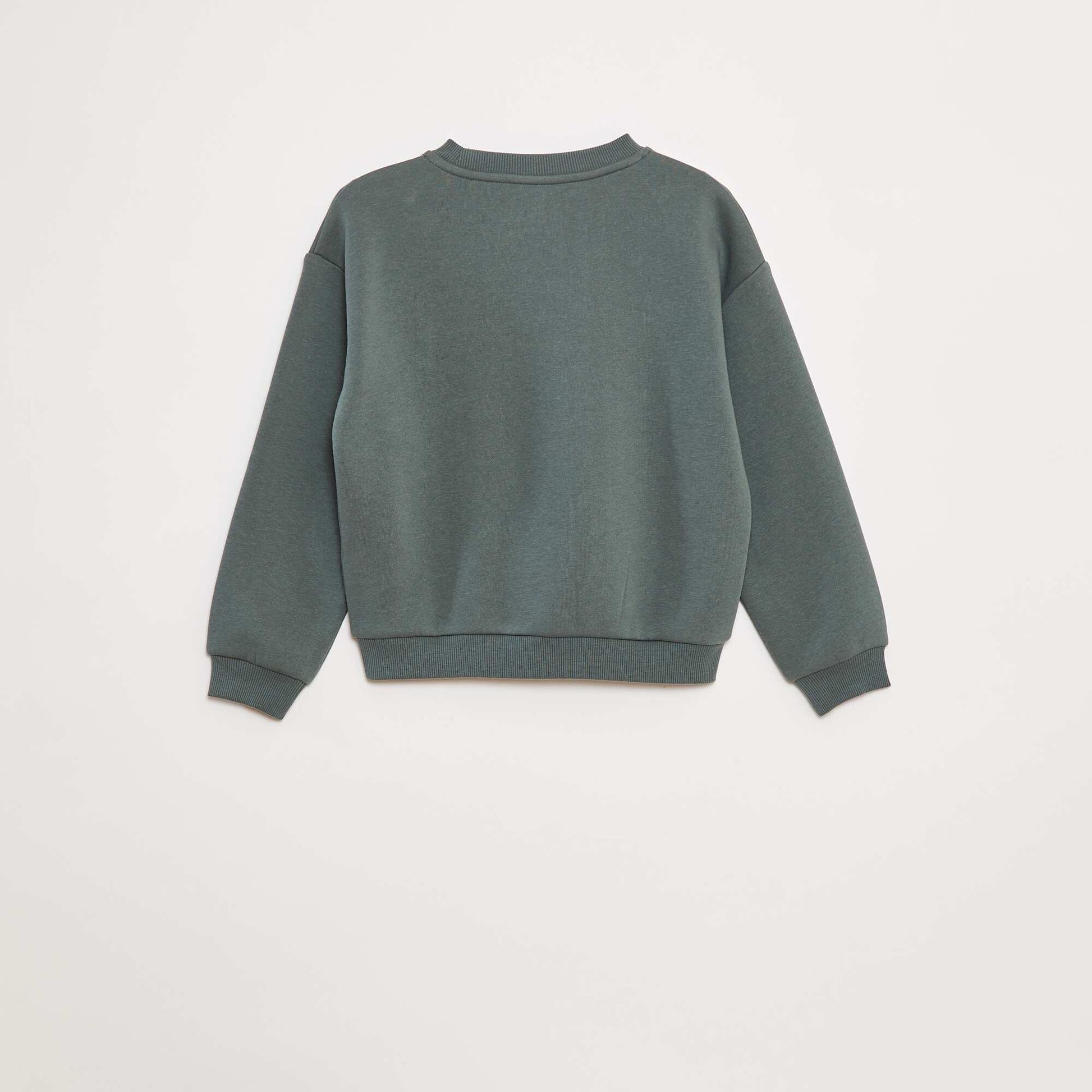 Sweat en molleton avec animation en maille bouclette VERT