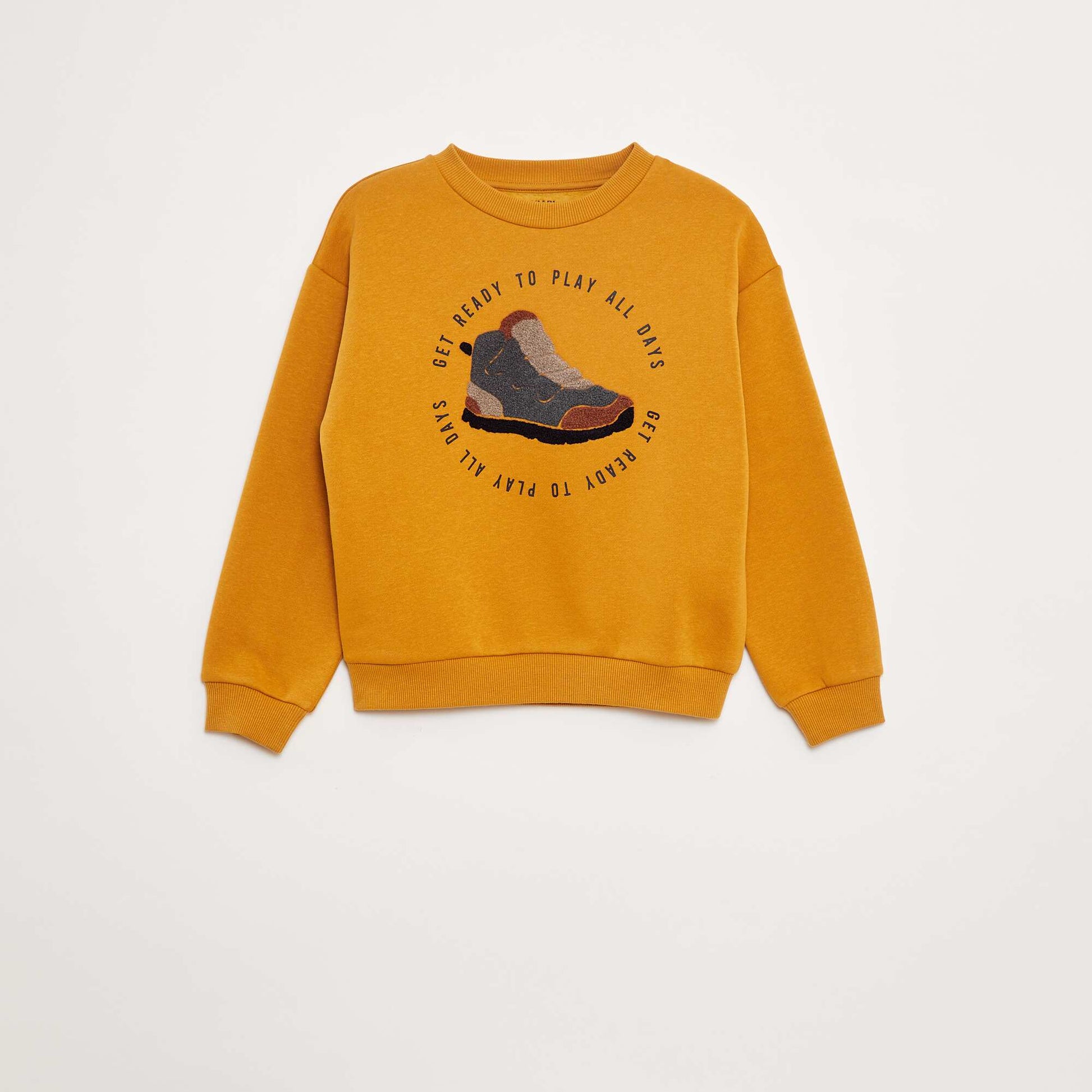 Sweat en molleton avec animation en maille bouclette JAUNE