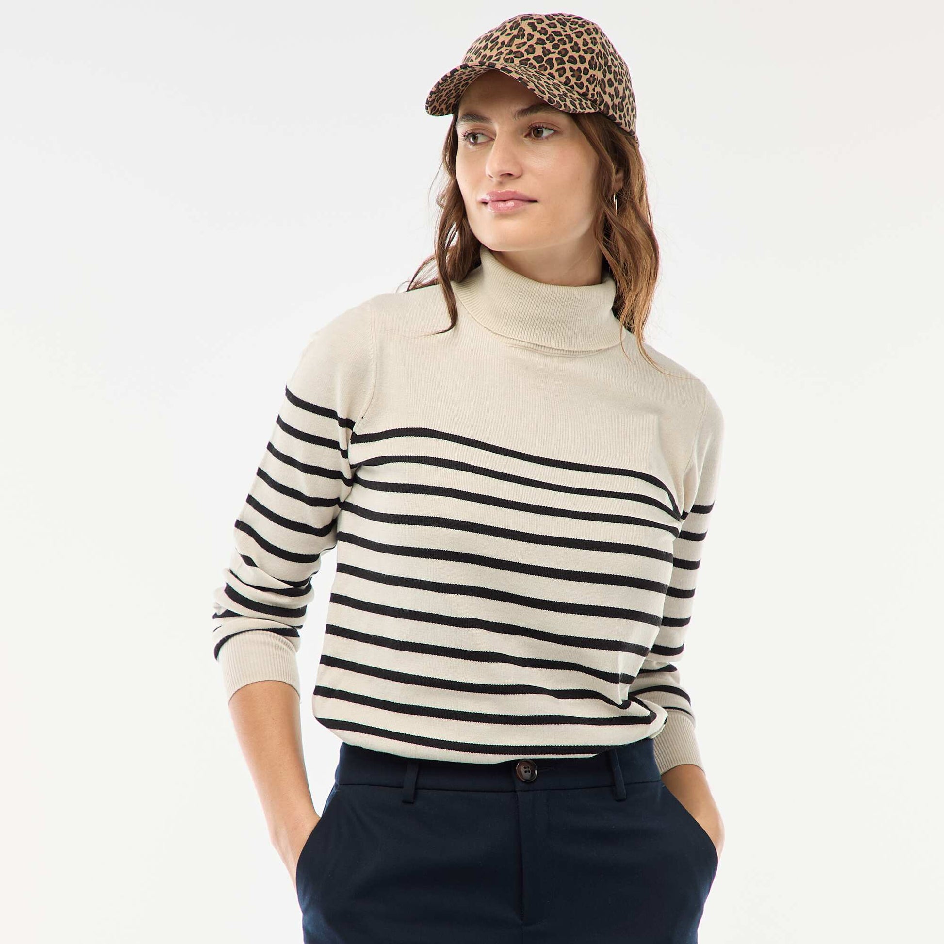 Pull col roulé uni BEIGE