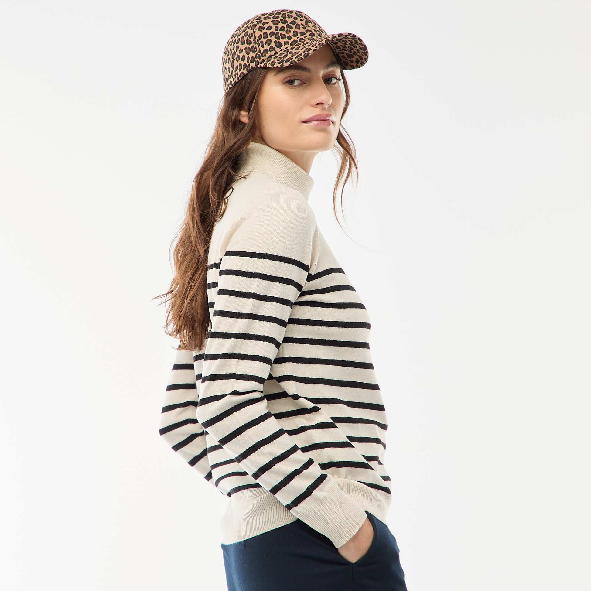 Pull col roulé uni BEIGE