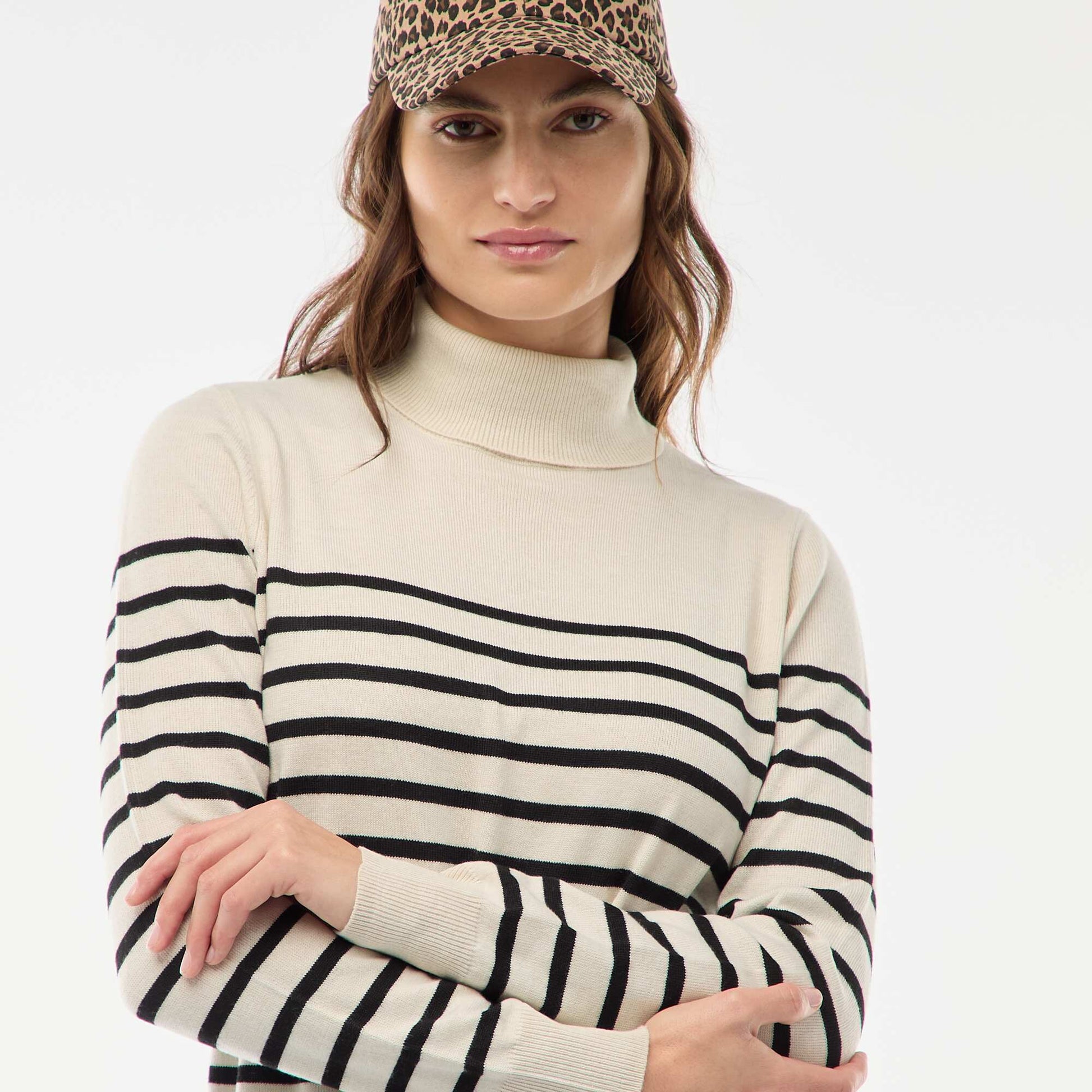 Pull col roulé uni BEIGE