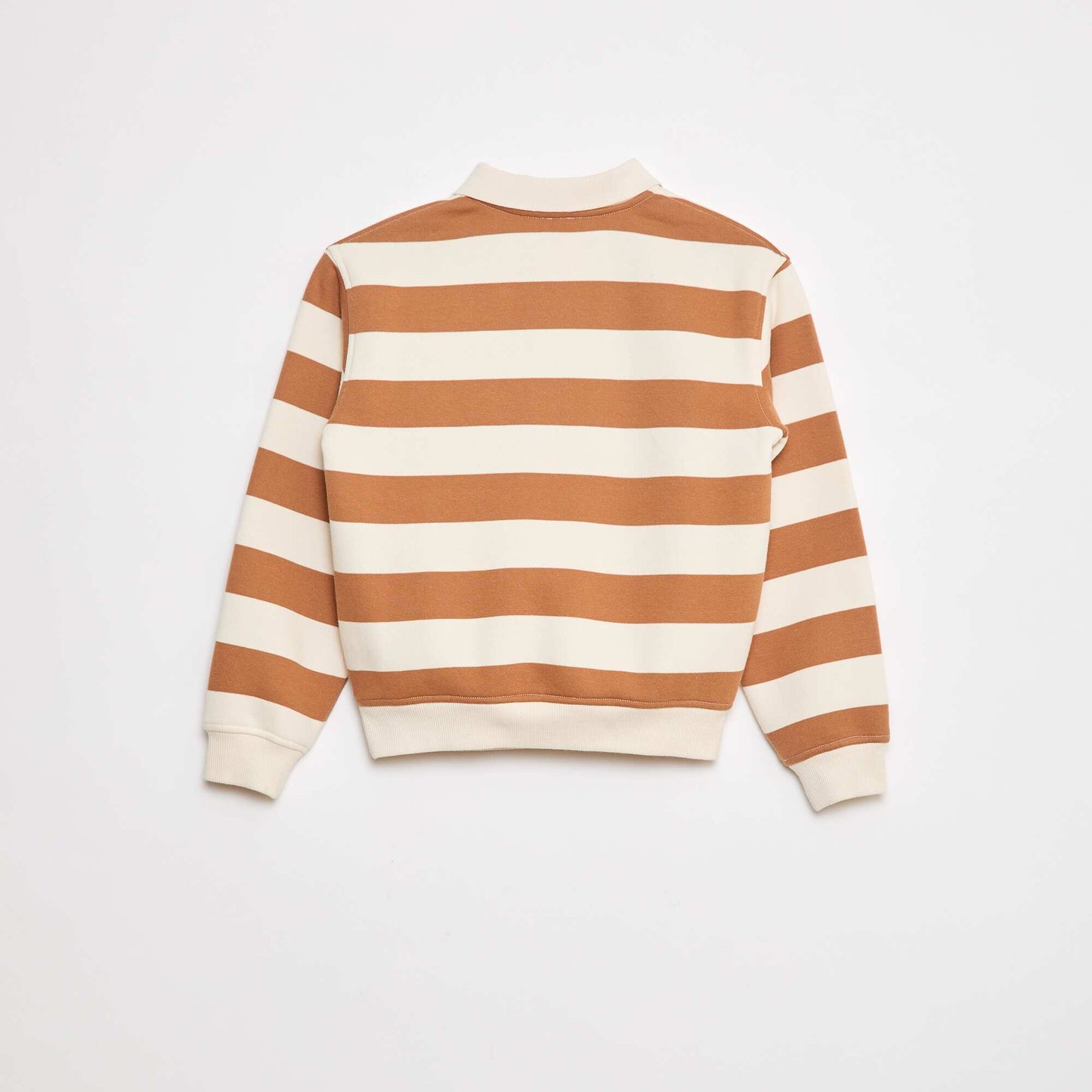 Sweat col polo à rayures BEIGE