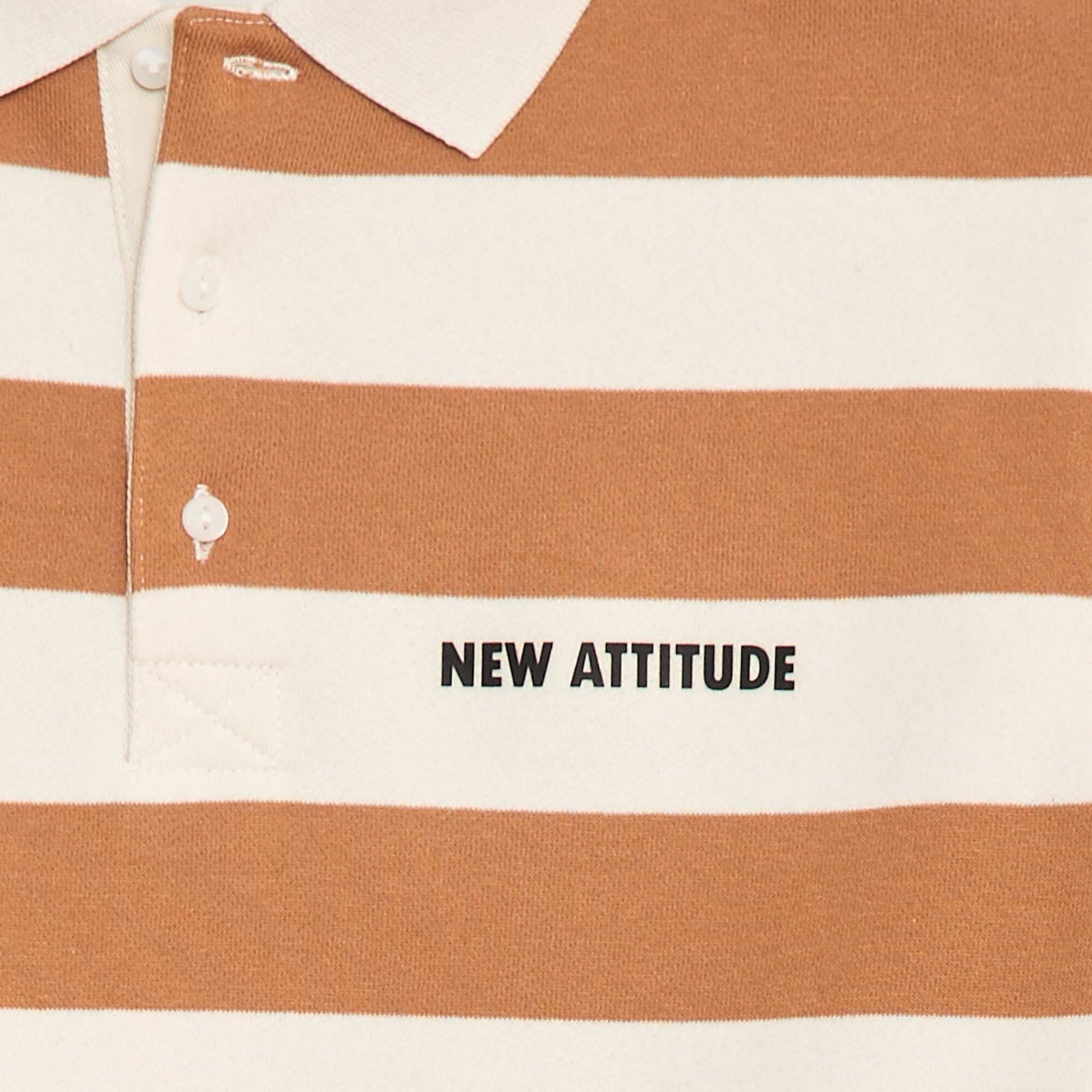 Sweat col polo à rayures BEIGE