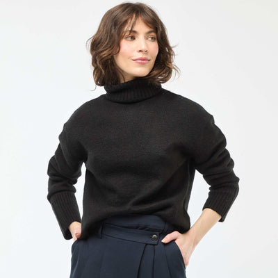 Pull col montant en maille grosse jauge NOIR