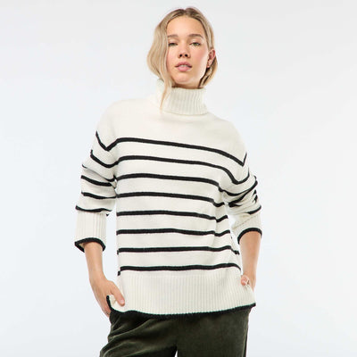 Pull col montant en maille grosse jauge BLANC
