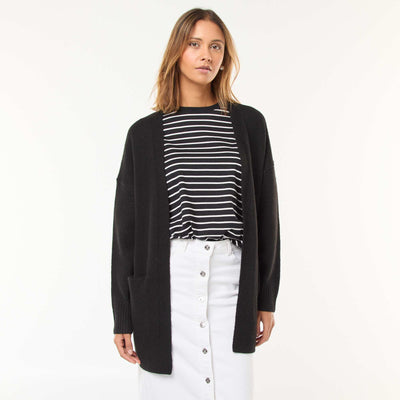 Gilet long ouvert NOIR