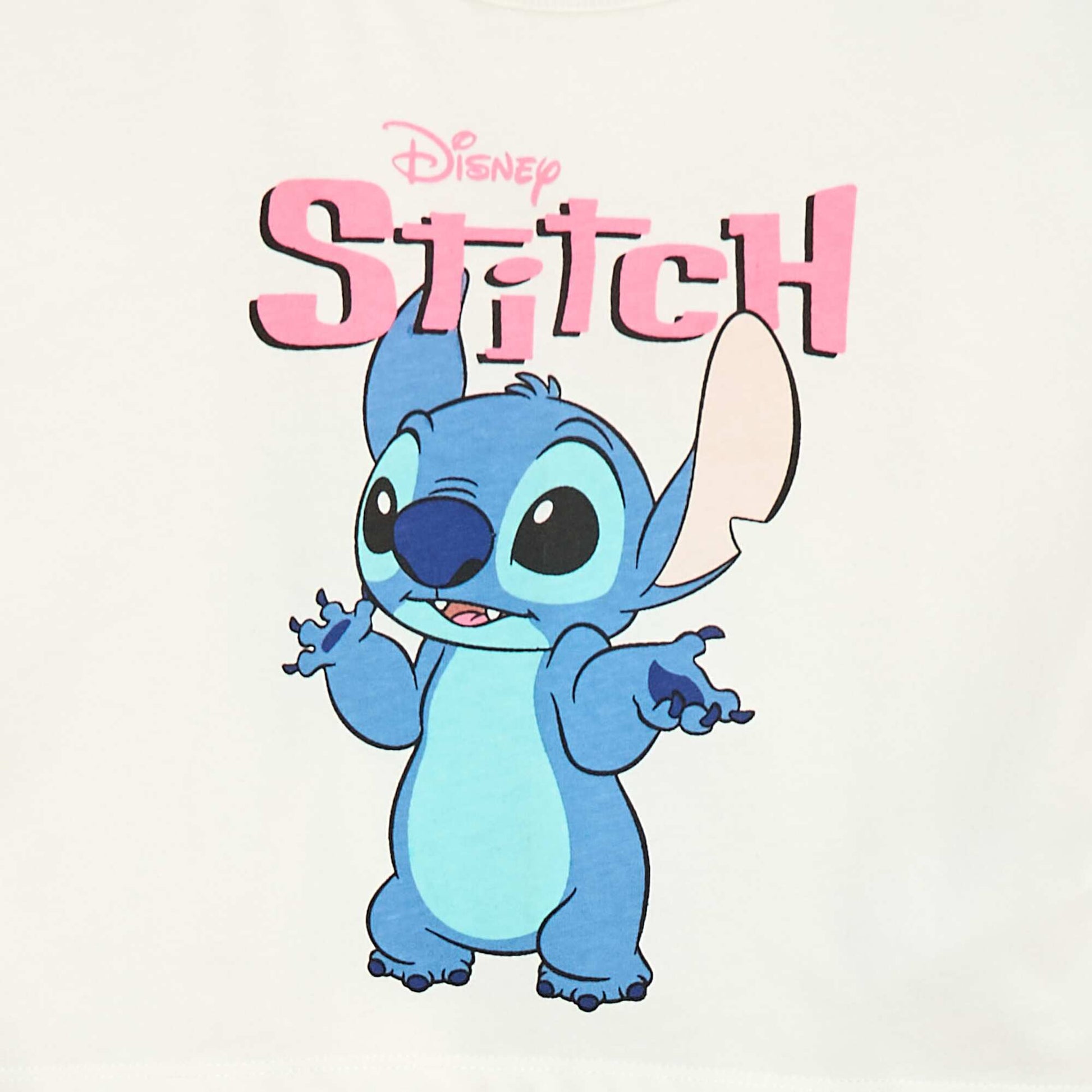 T-shirt cropped 'Stitch' à manches longues et col rond BLANC