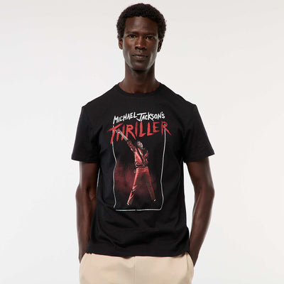 T-shirt imprimé 'Mickael Jackson' 'Thriller' à manches courtes NOIR