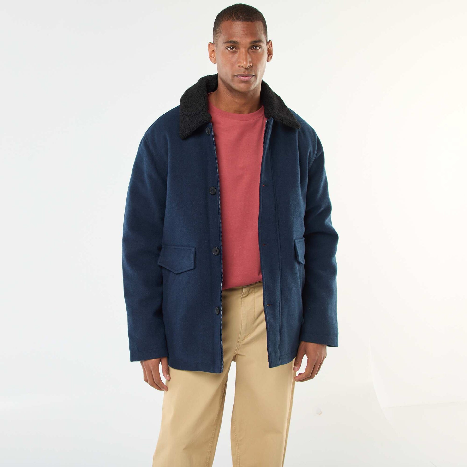 Manteau effet lainage BLEU