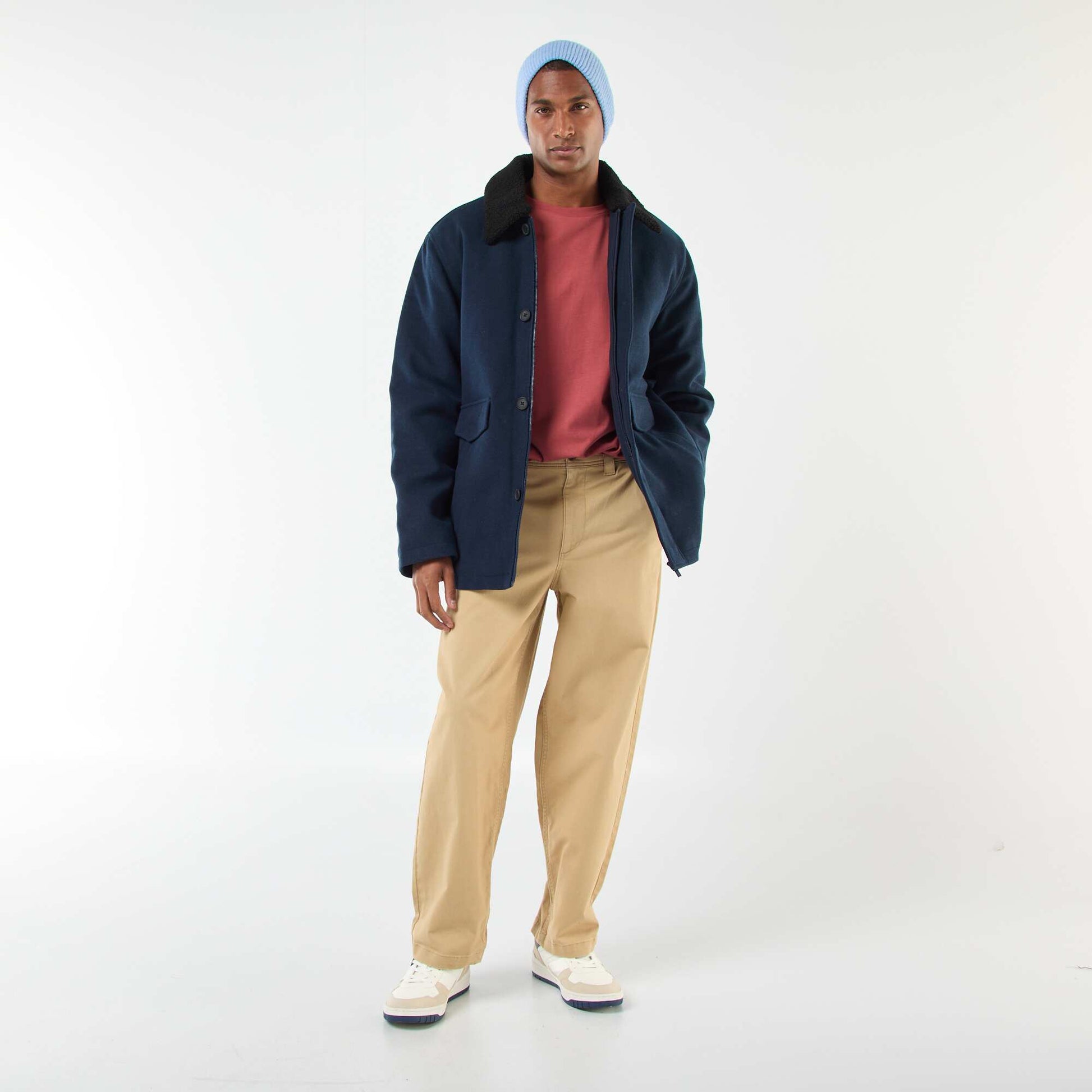 Manteau effet lainage BLEU