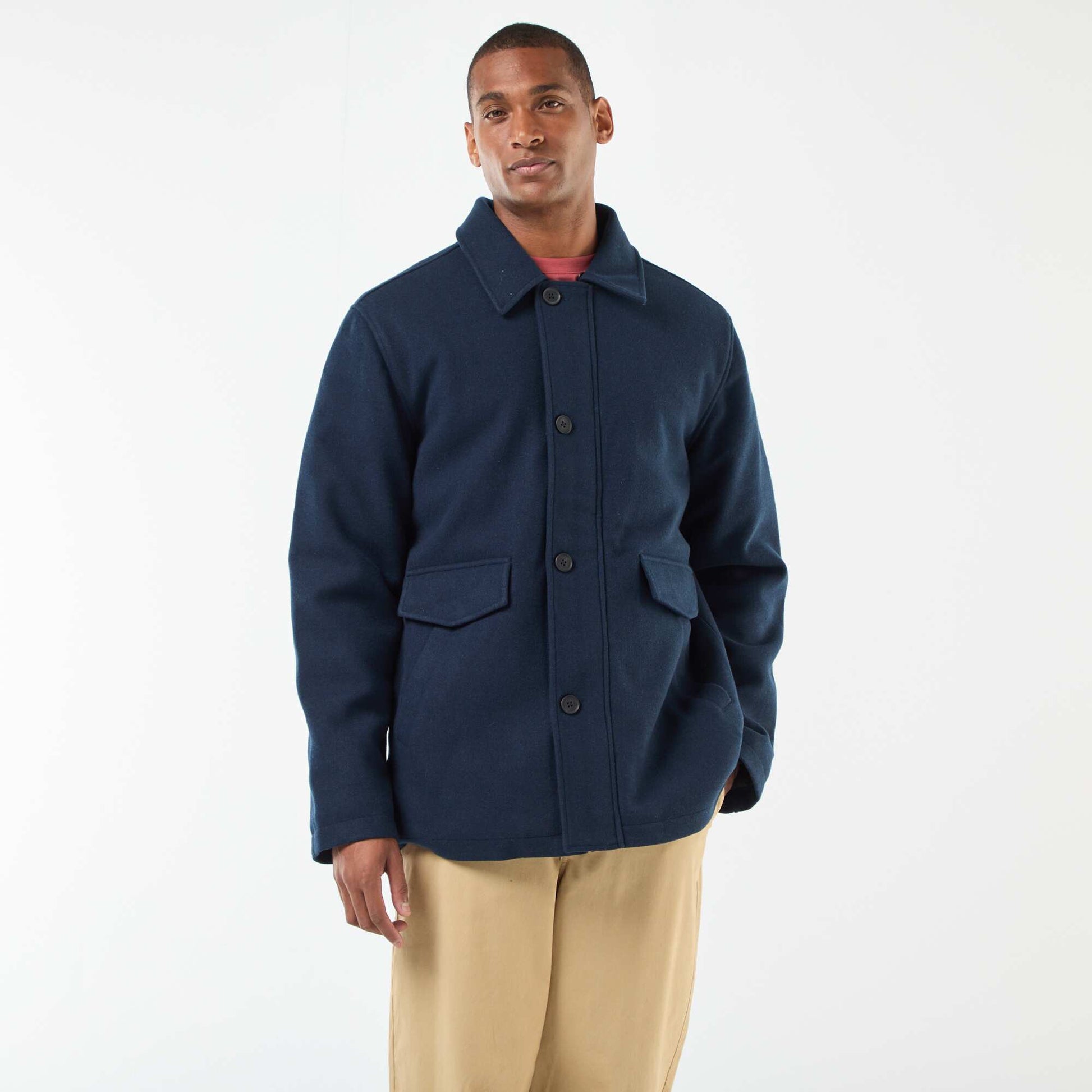 Manteau effet lainage BLEU