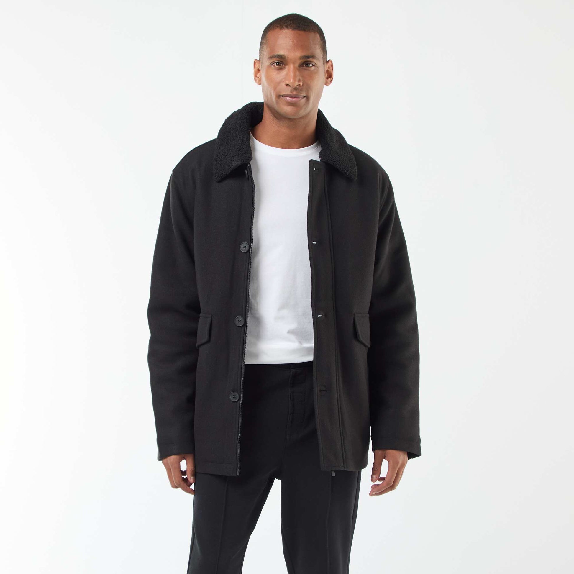 Manteau effet lainage NOIR