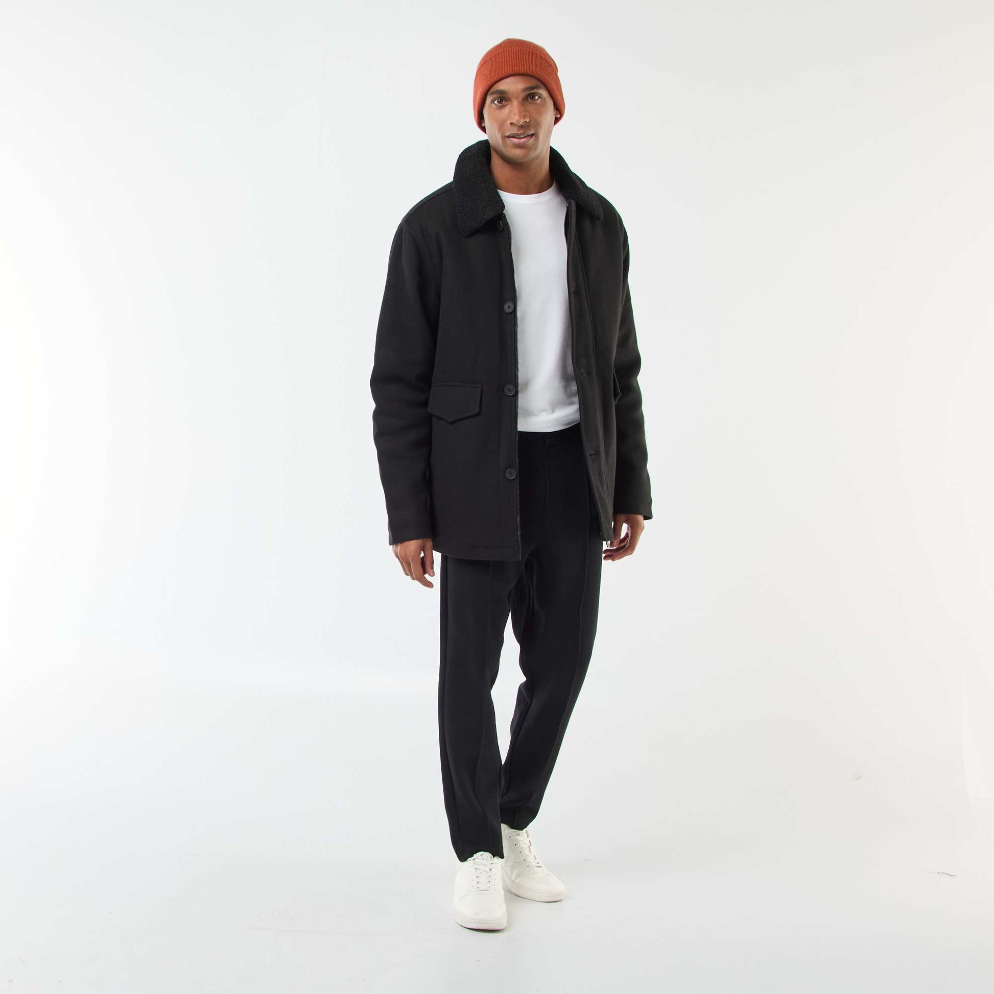 Manteau effet lainage NOIR
