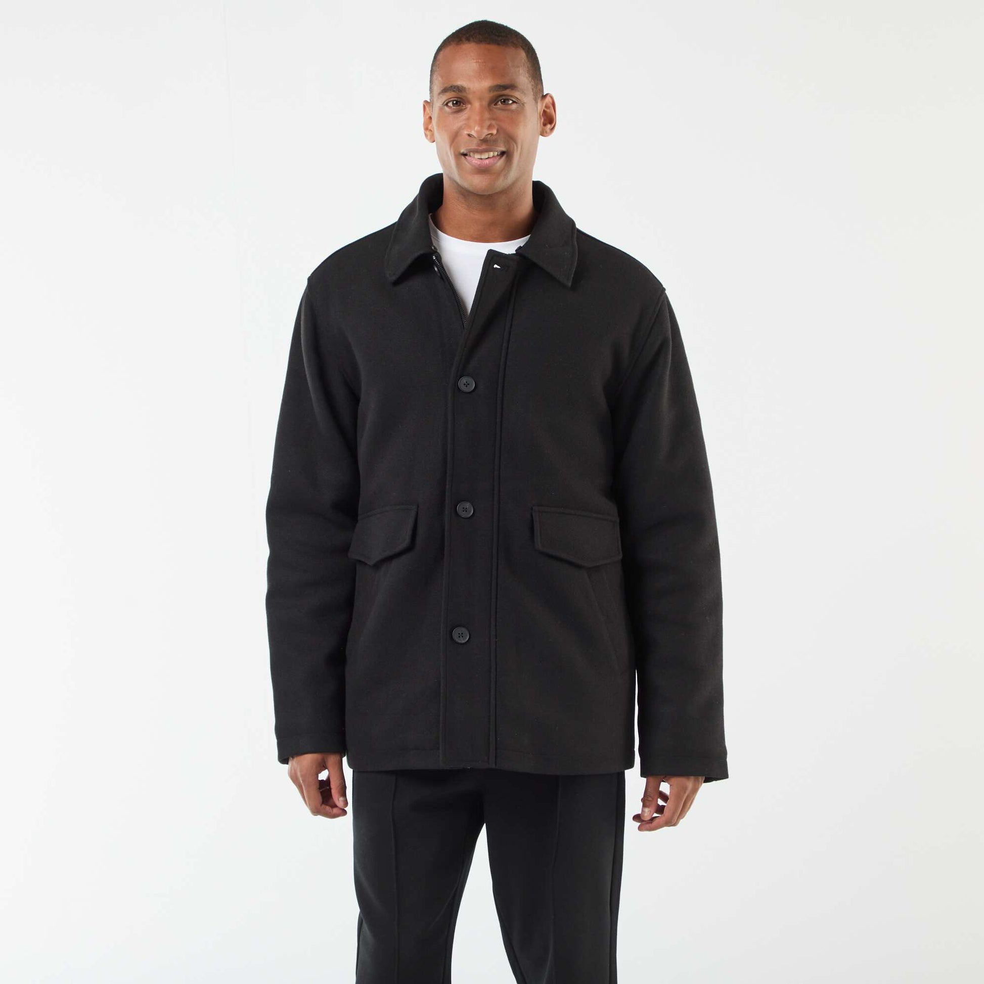 Manteau effet lainage NOIR