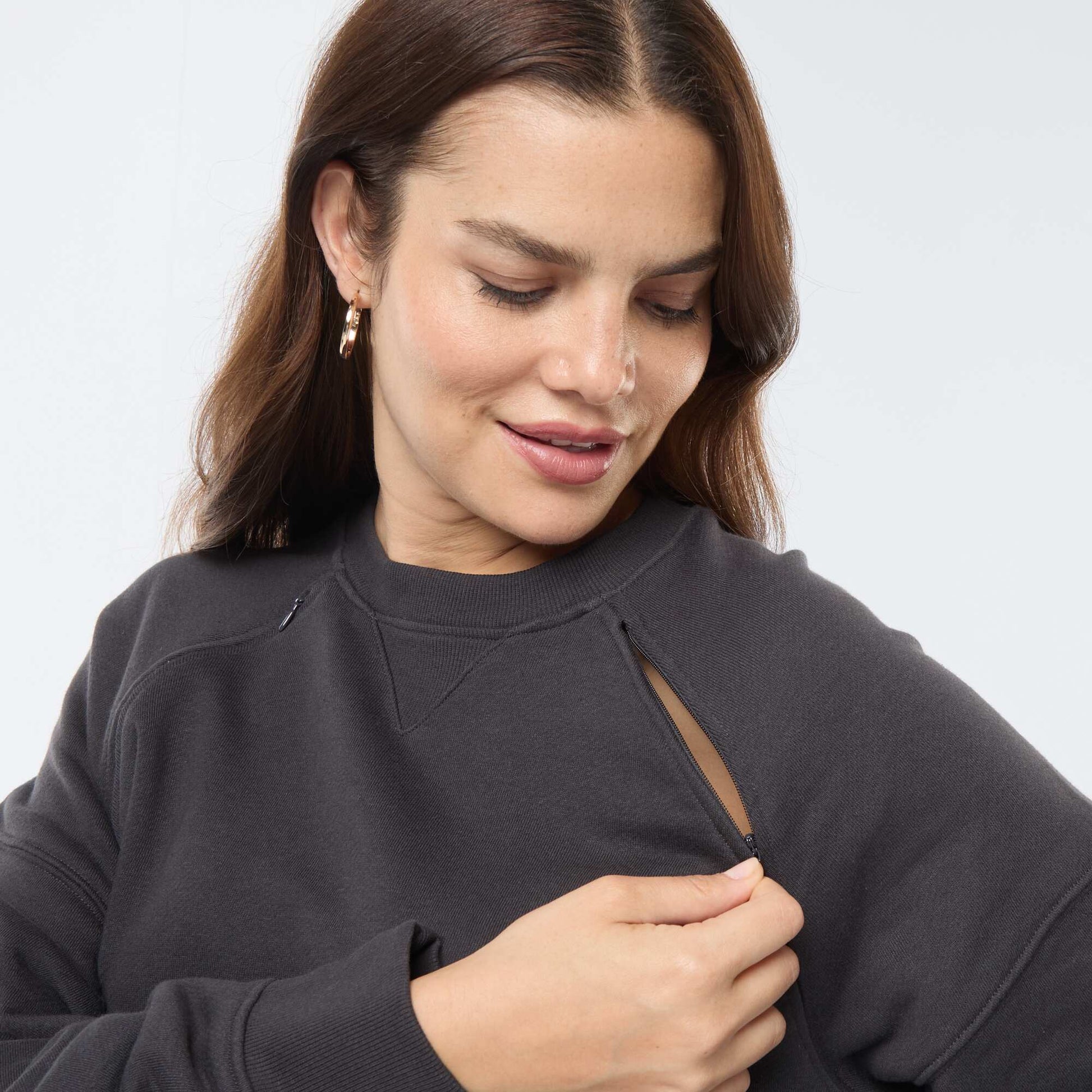 Sweat d'allaitement en molleton NOIR