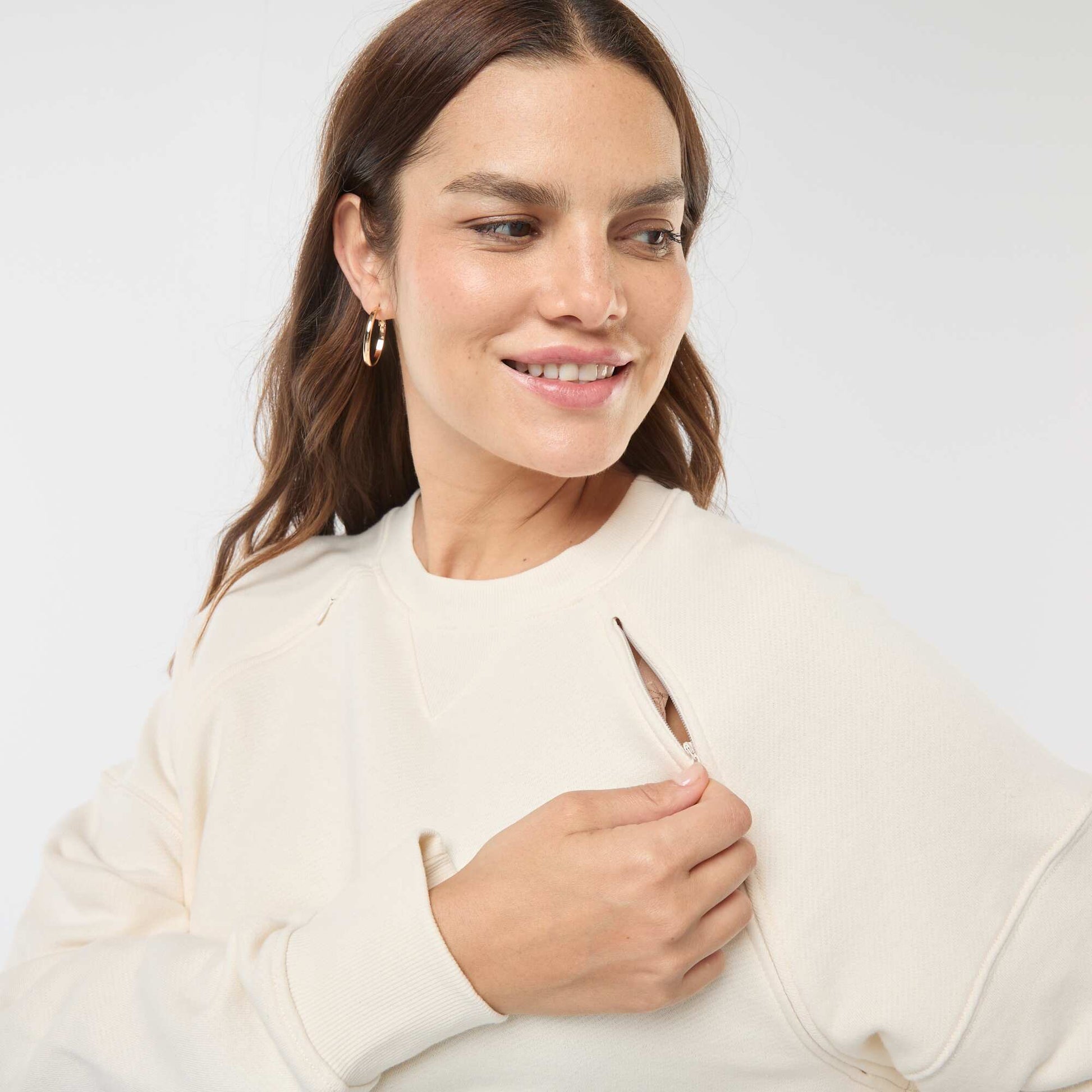 Sweat d'allaitement en molleton BLANC