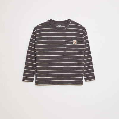 T-shirt en maille à rayures GRIS