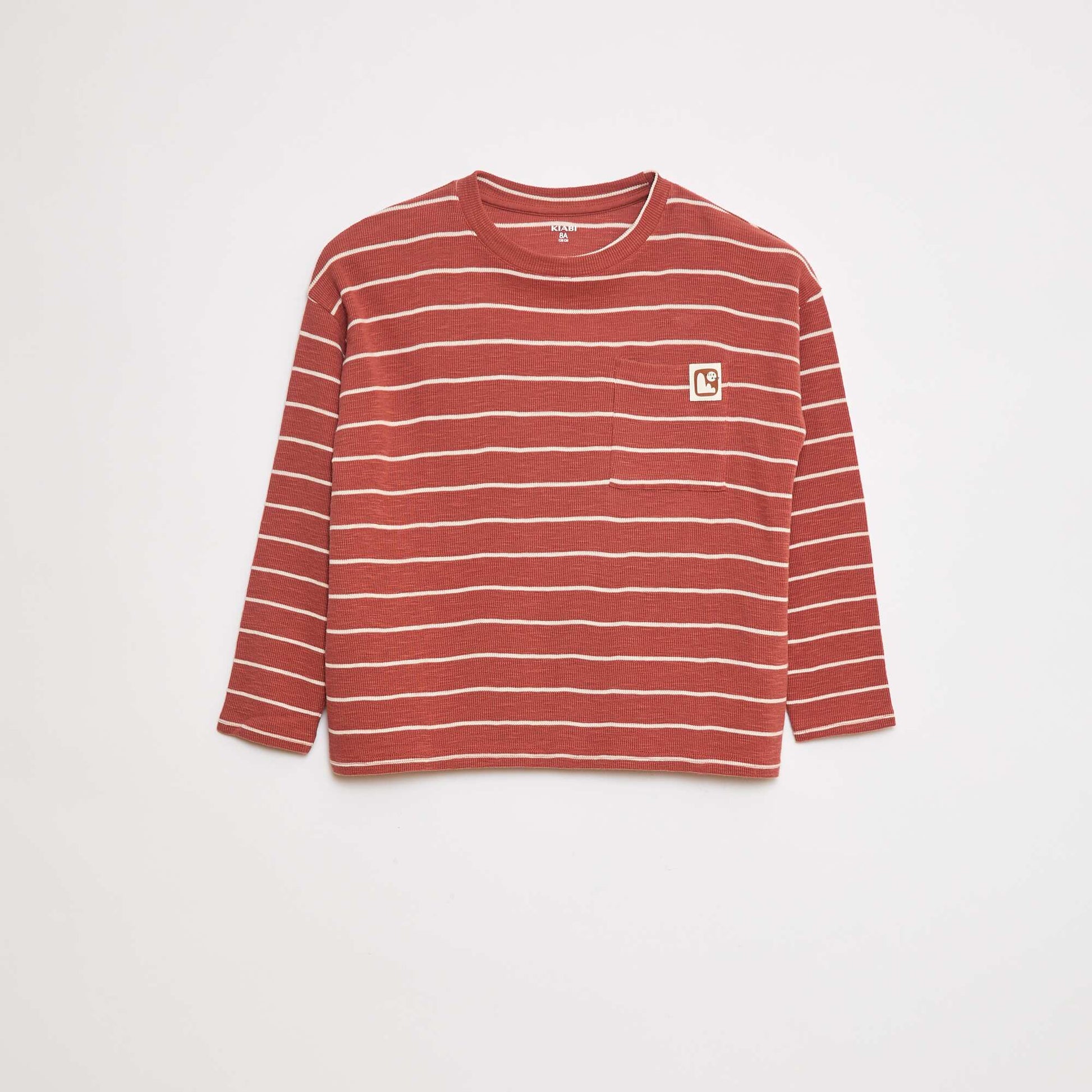 T-shirt en maille à rayures ROUGE