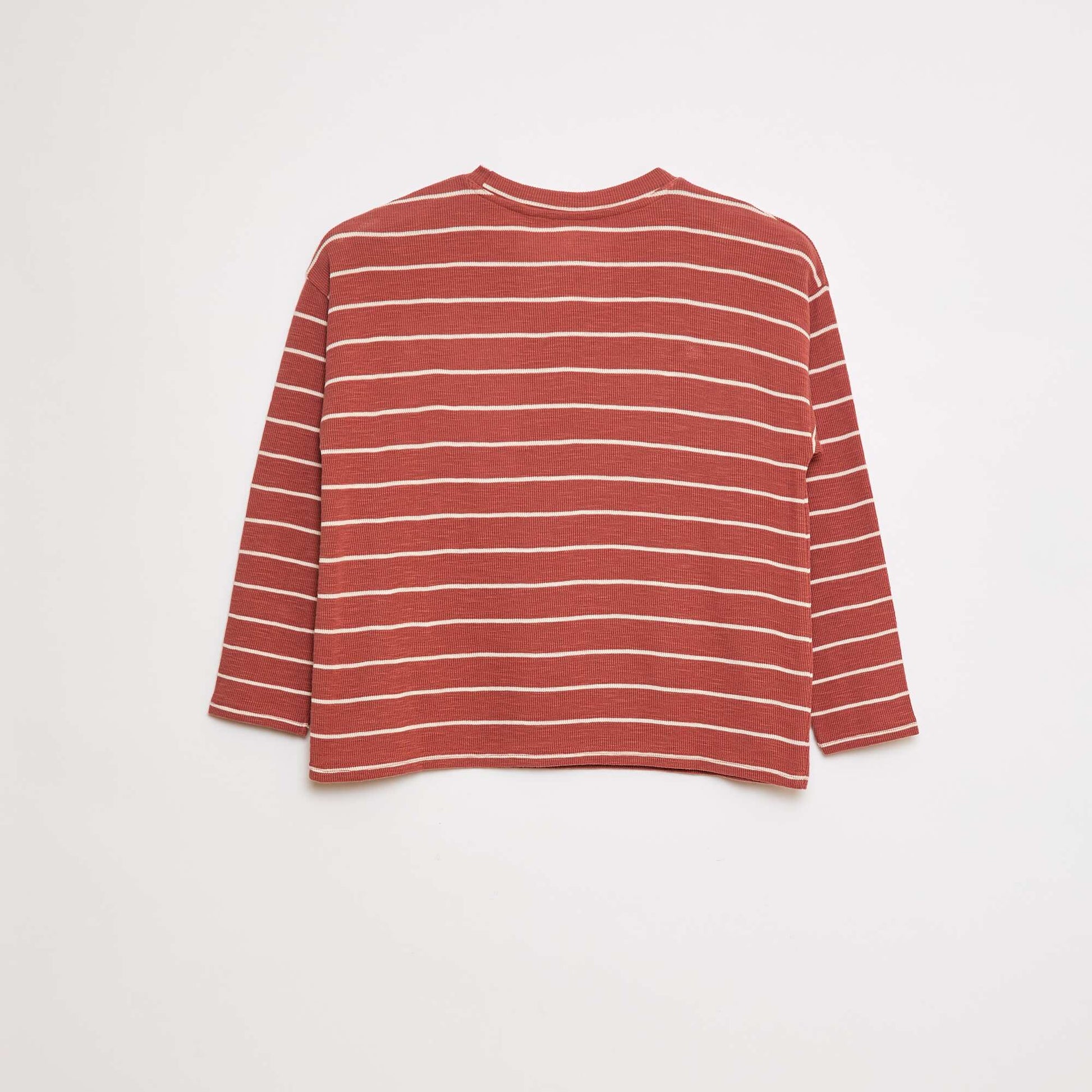 T-shirt en maille à rayures ROUGE