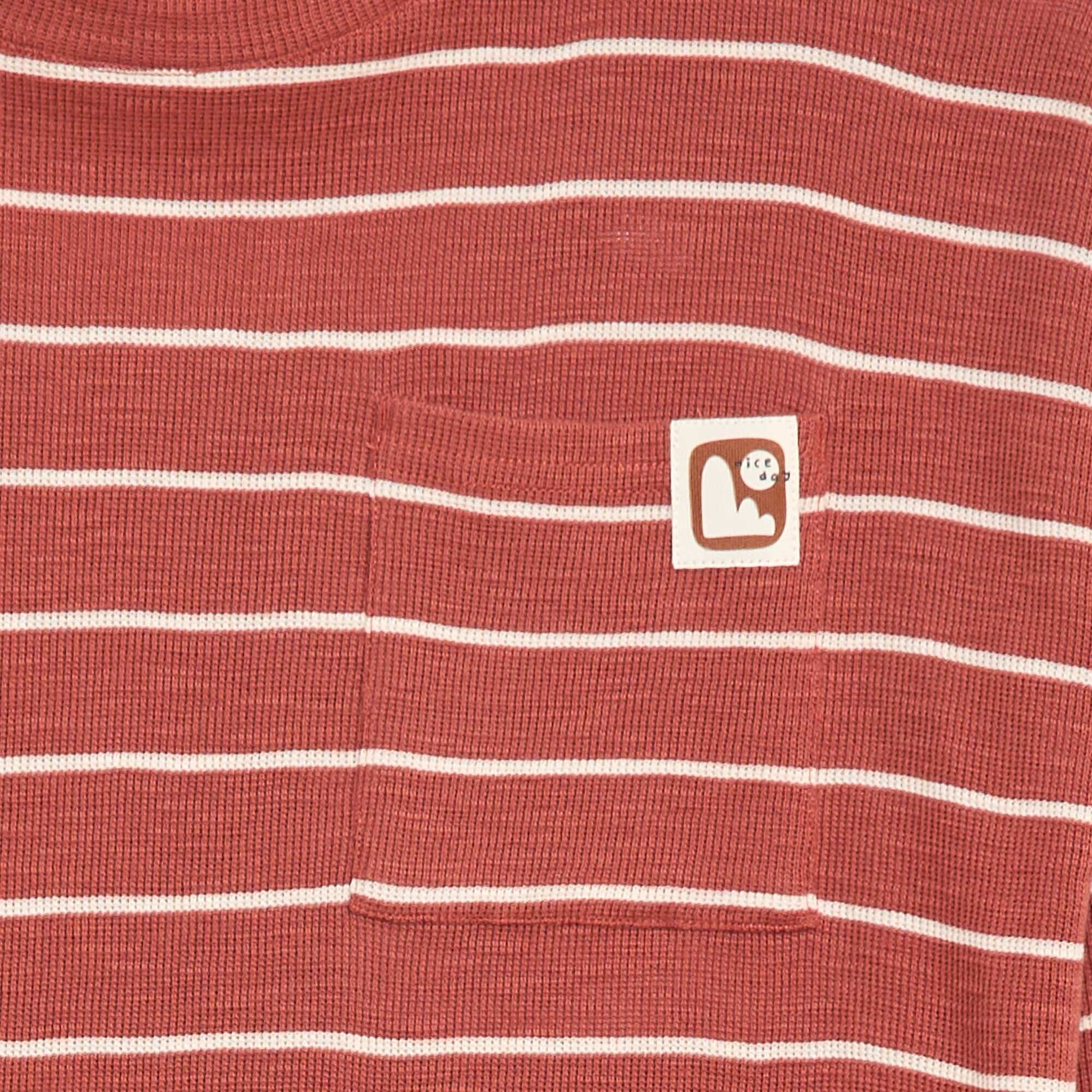 T-shirt en maille à rayures ROUGE