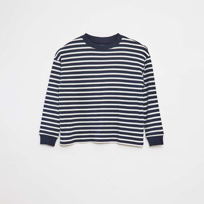 Pull en maille avec motif rayé all over BLEU