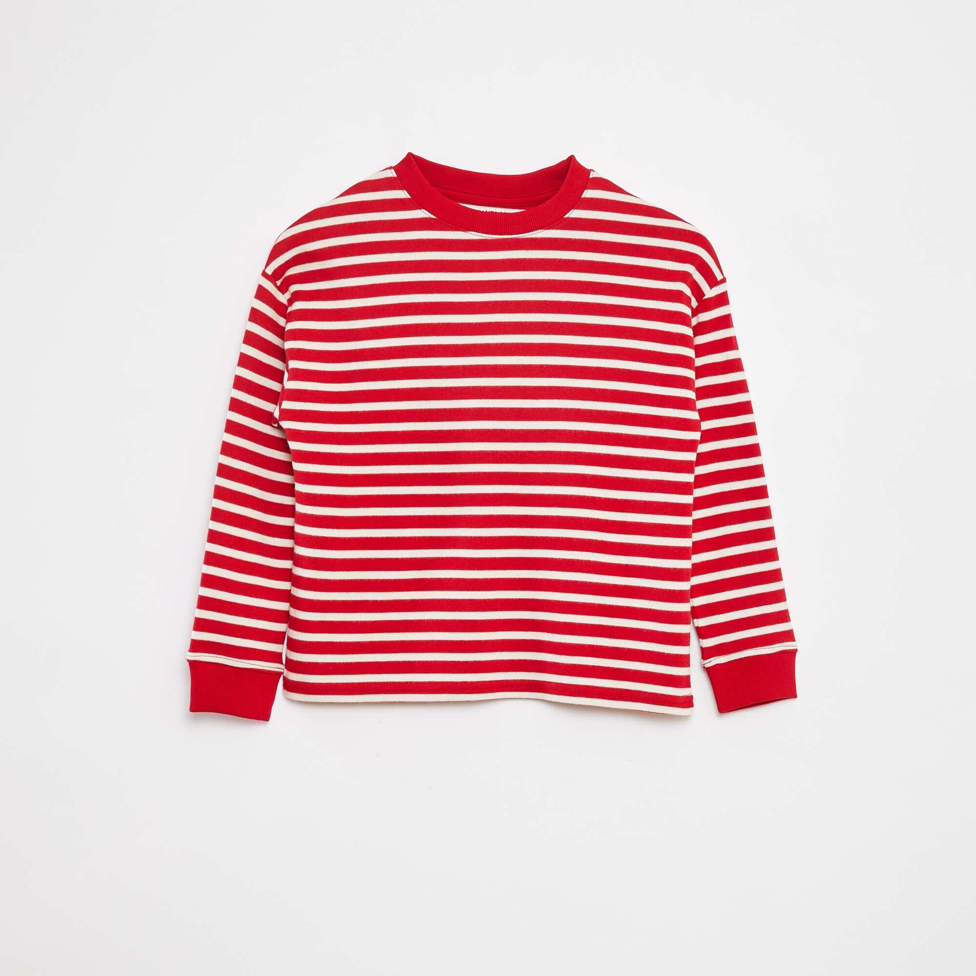 T-shirt à manches longues rayé ROUGE