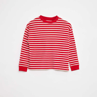 T-shirt à manches longues rayé ROUGE