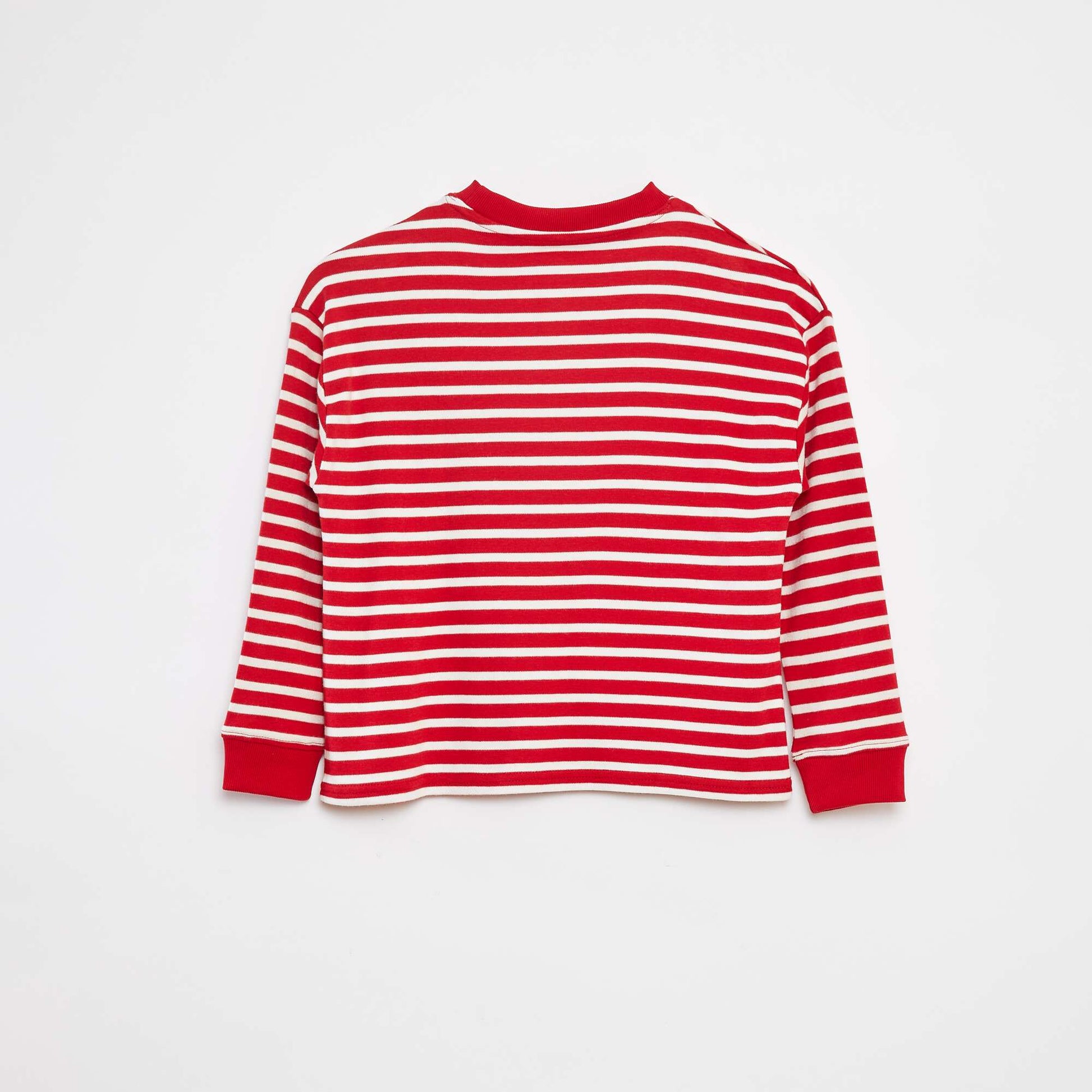 T-shirt à manches longues rayé ROUGE
