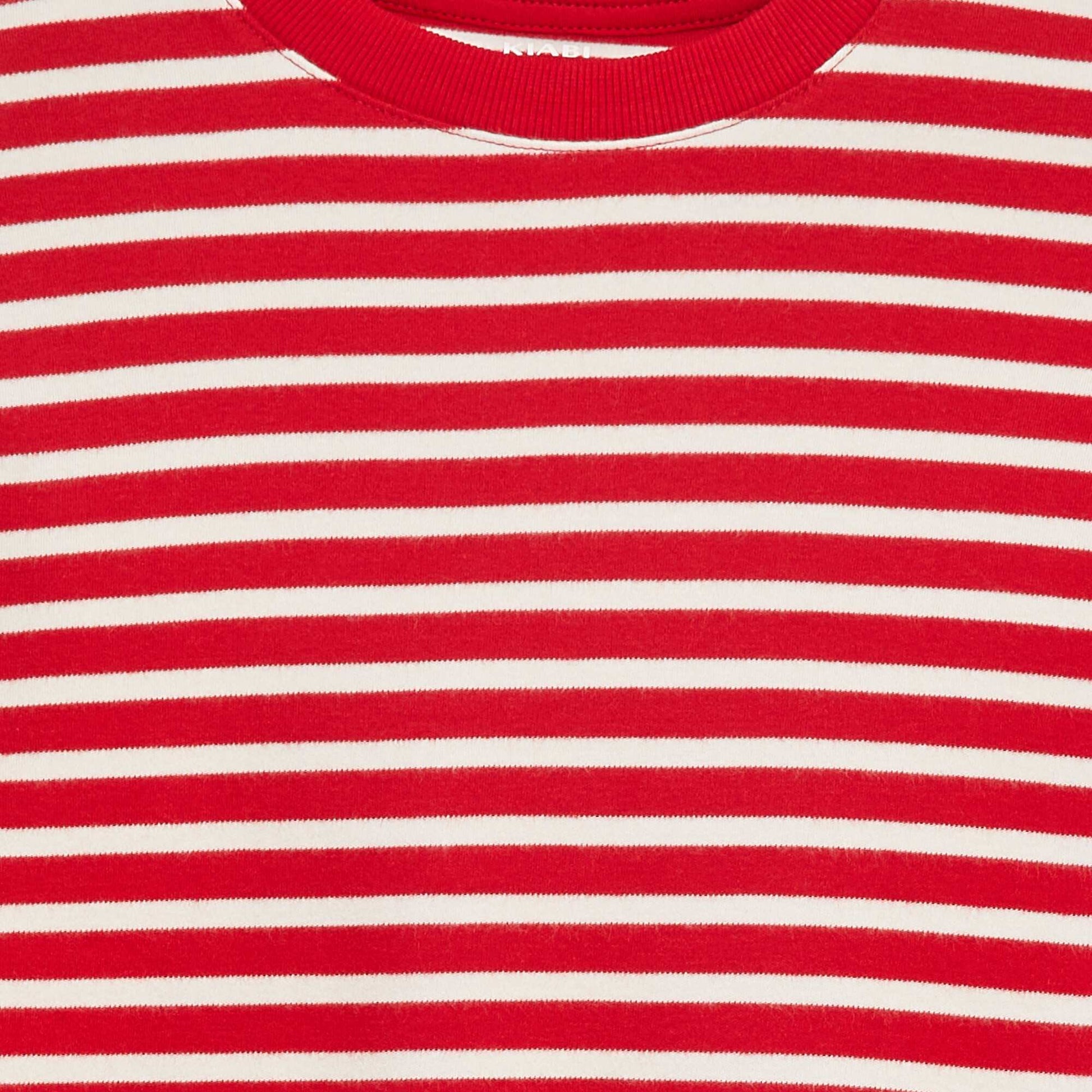 T-shirt à manches longues rayé ROUGE