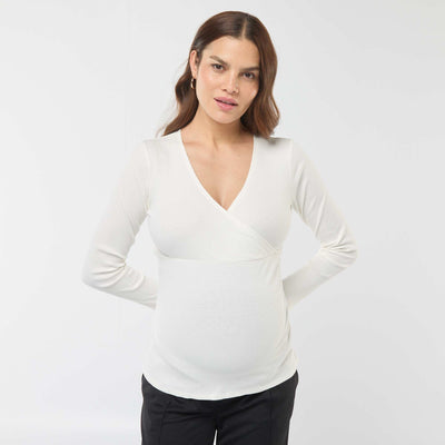 Tee-shirt d'allaitement cache-coeur BLANC