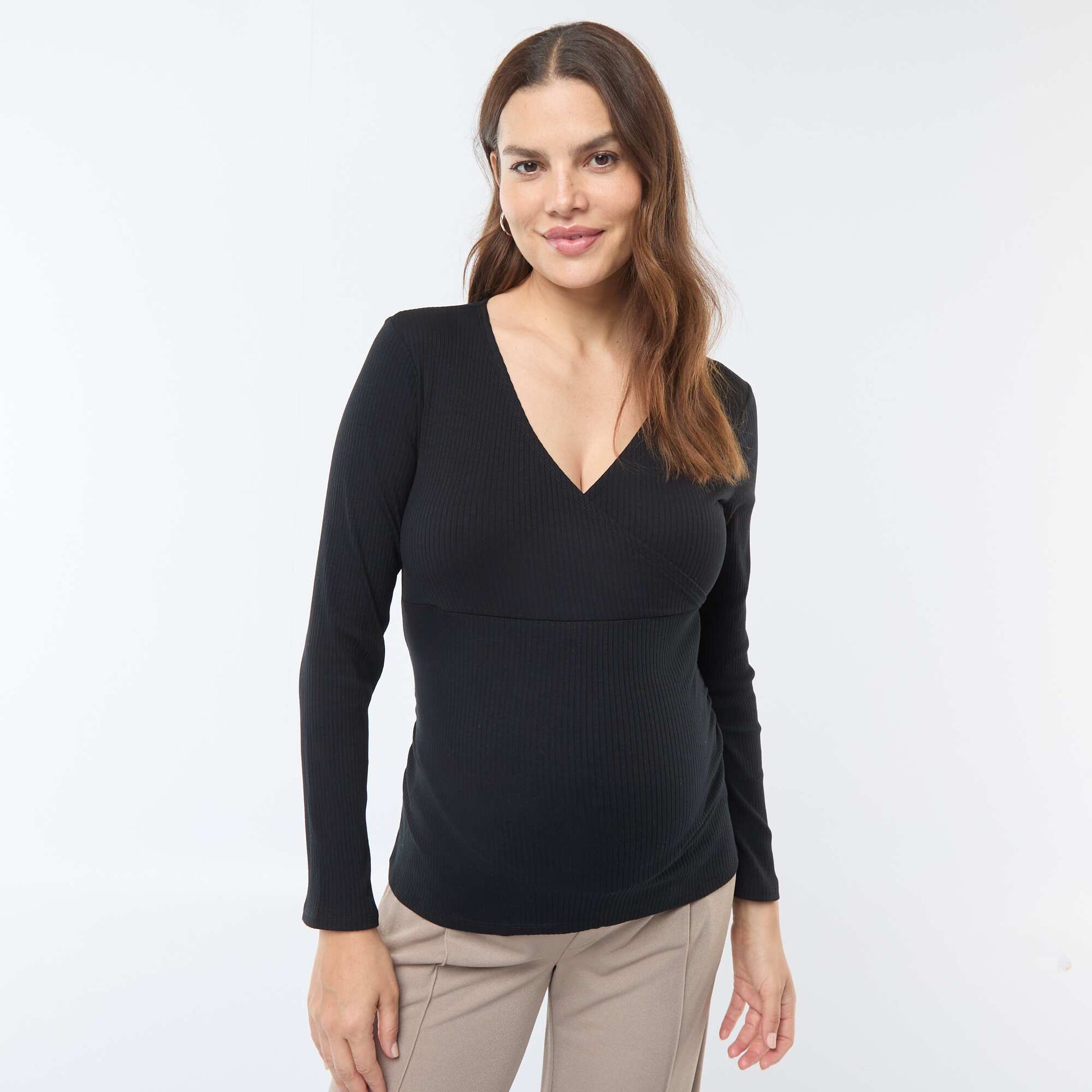 Tee-shirt d'allaitement cache-coeur NOIR