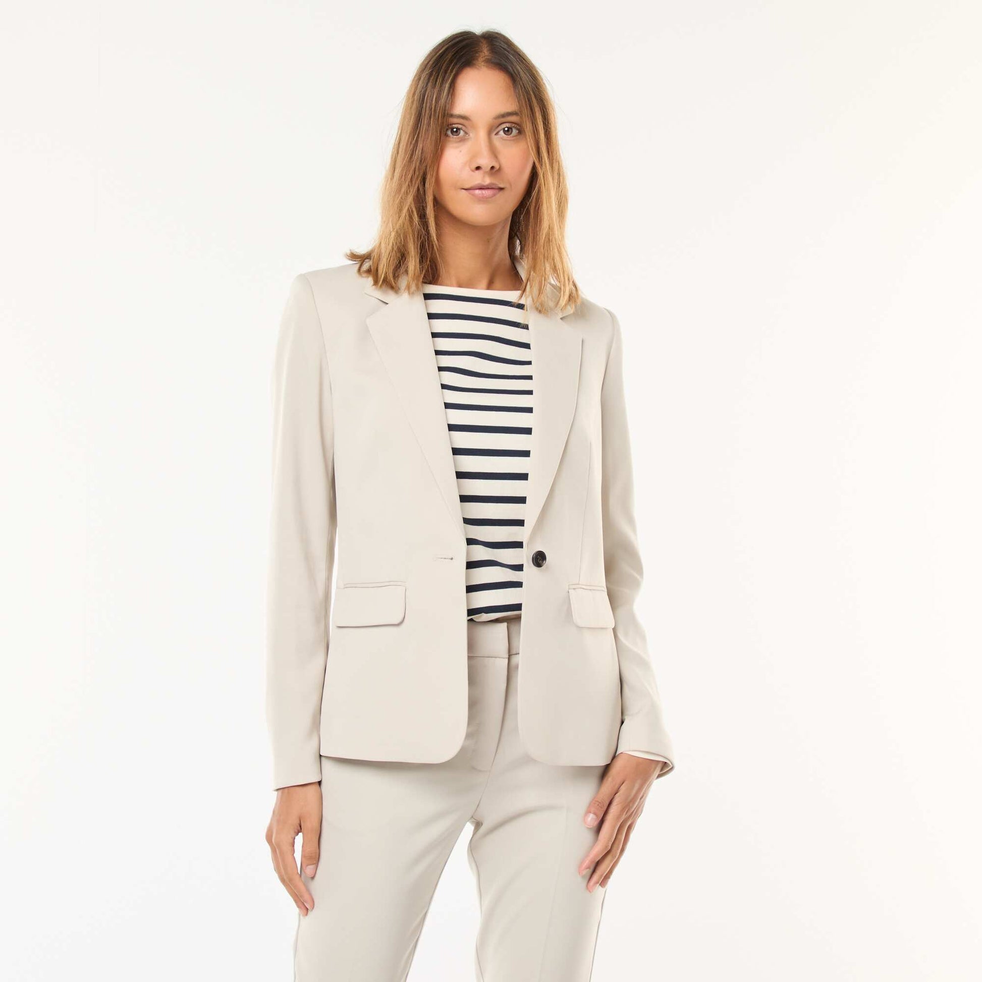 Veste blazer uni avec col crantée GRIS