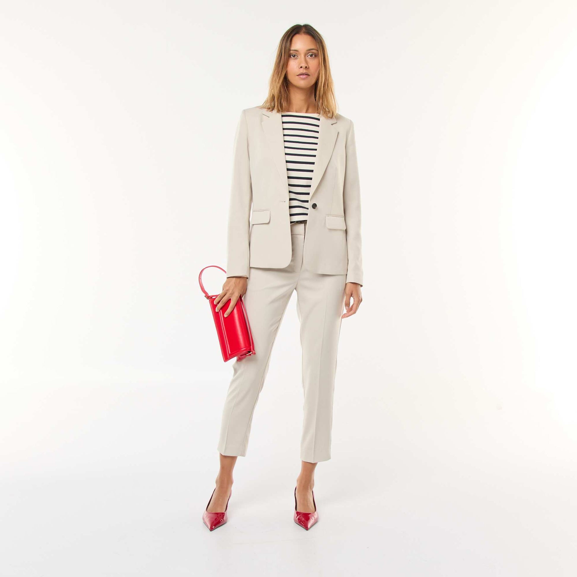 Veste blazer uni avec col crantée GRIS