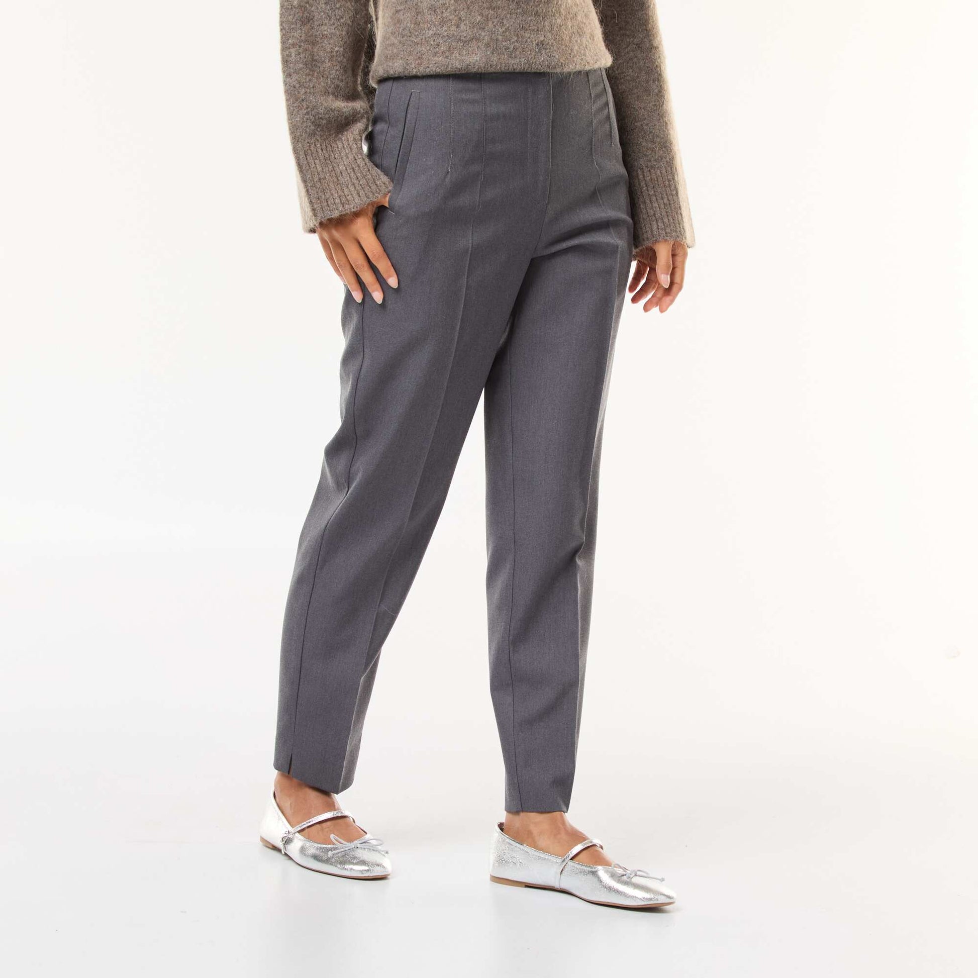 Pantalon droit taille haute GRIS