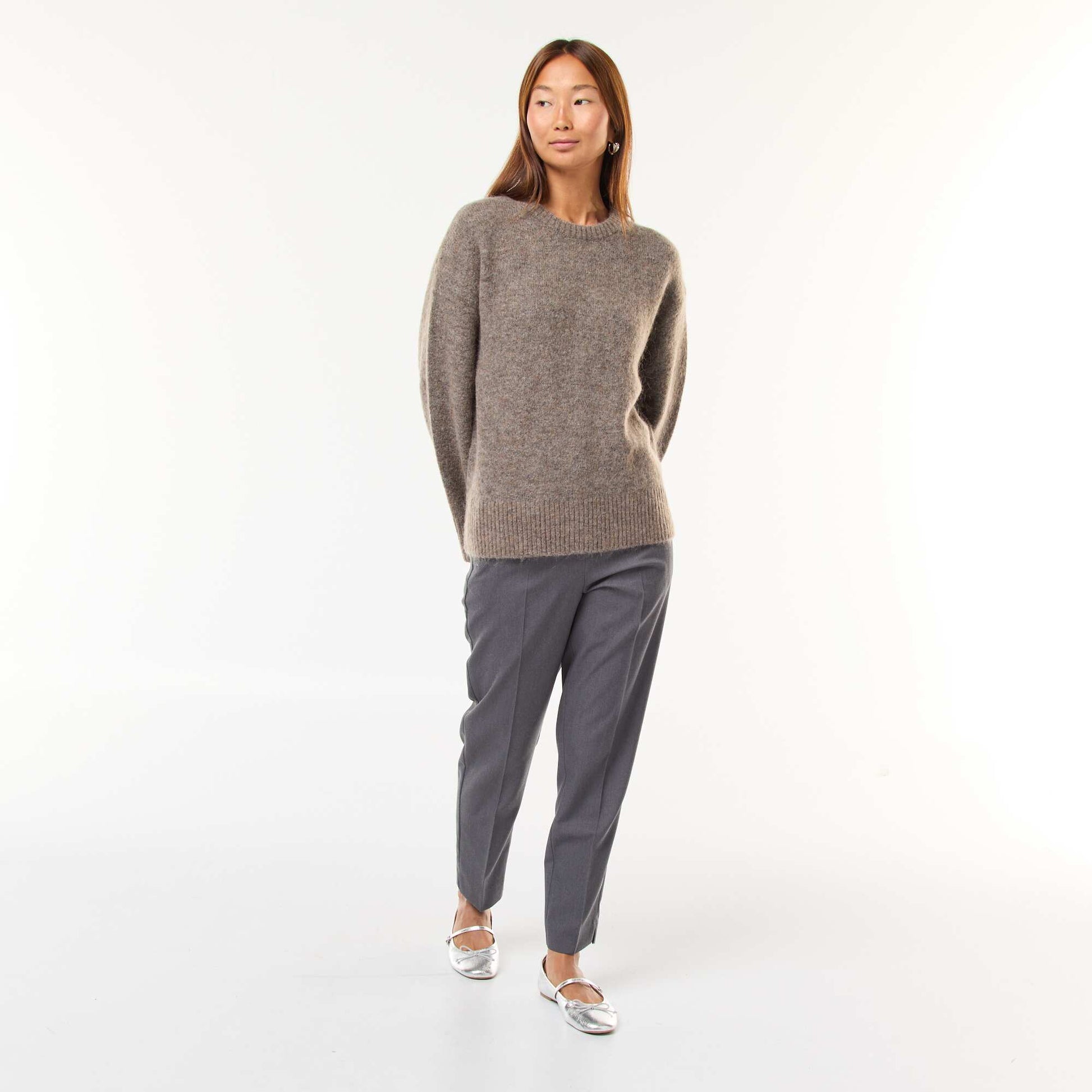 Pantalon droit taille haute GRIS