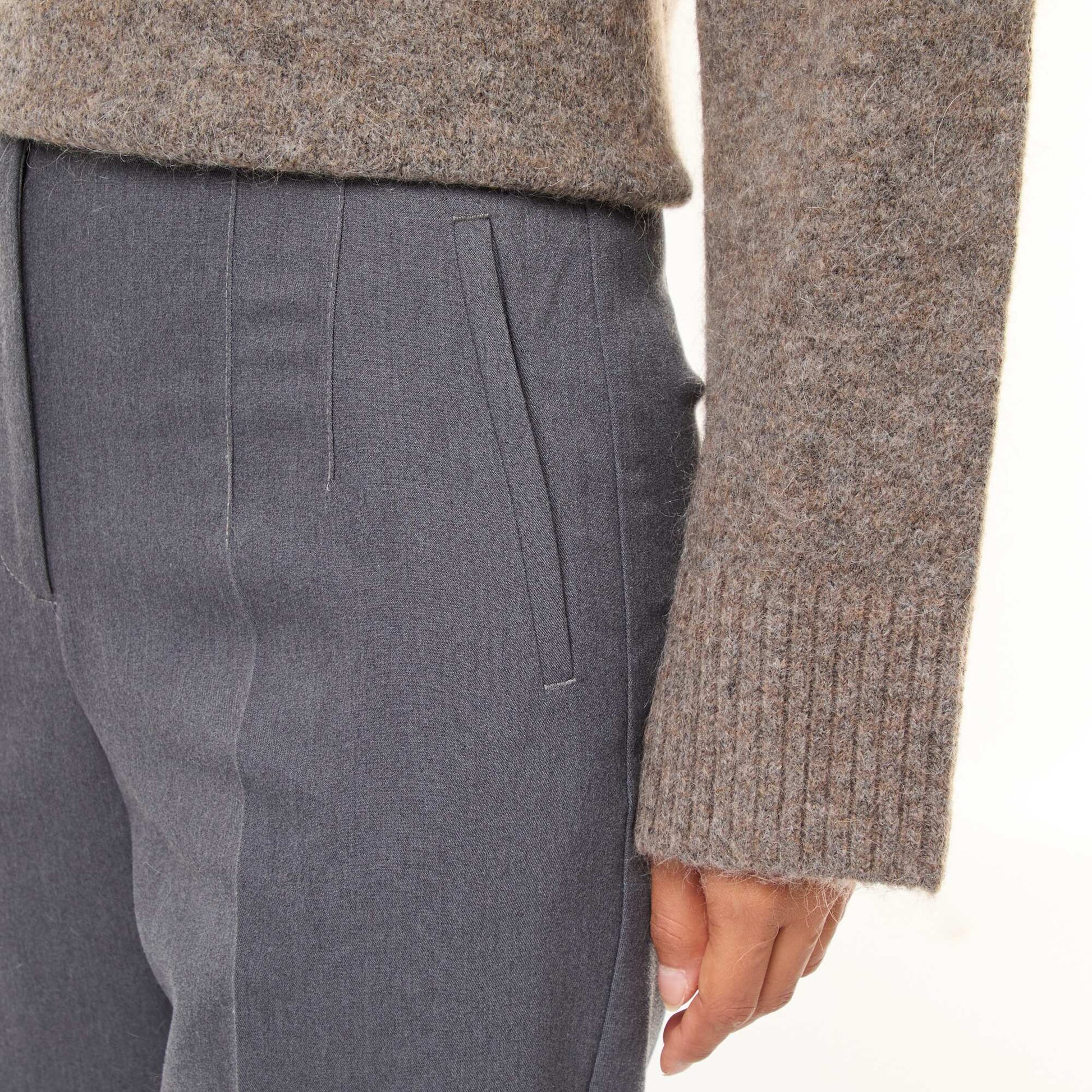 Pantalon droit taille haute GRIS