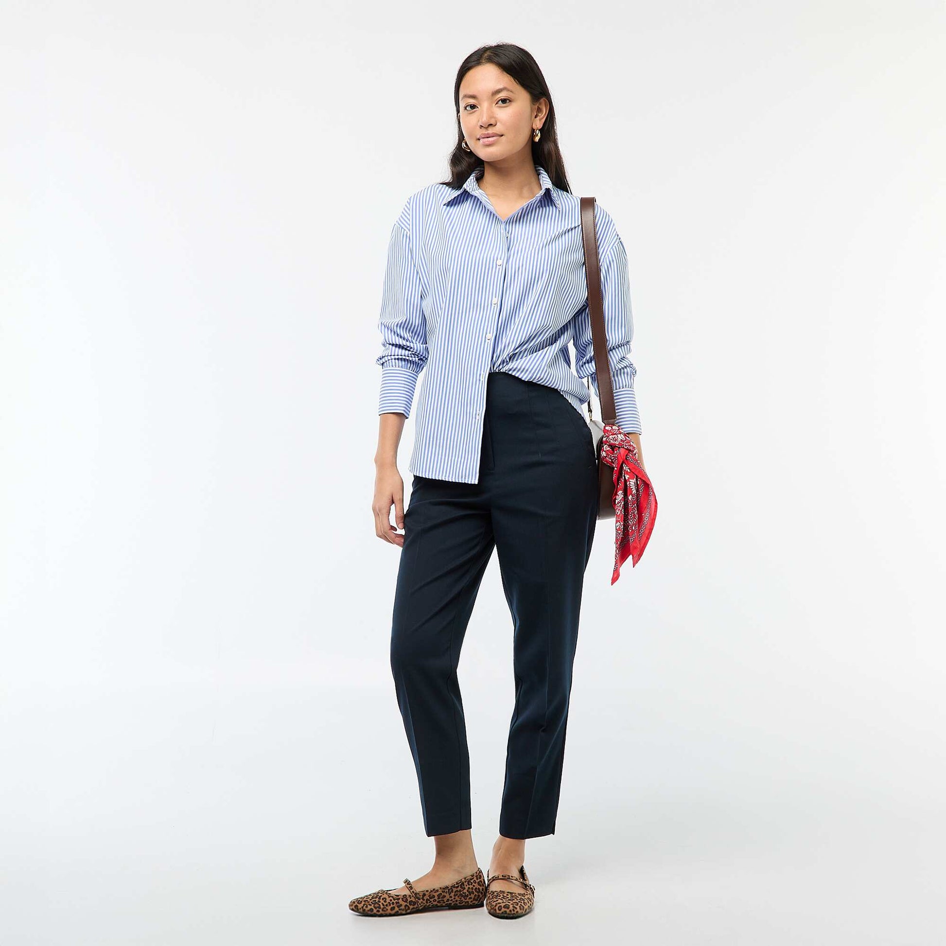 Pantalon droit taille haute BLEU