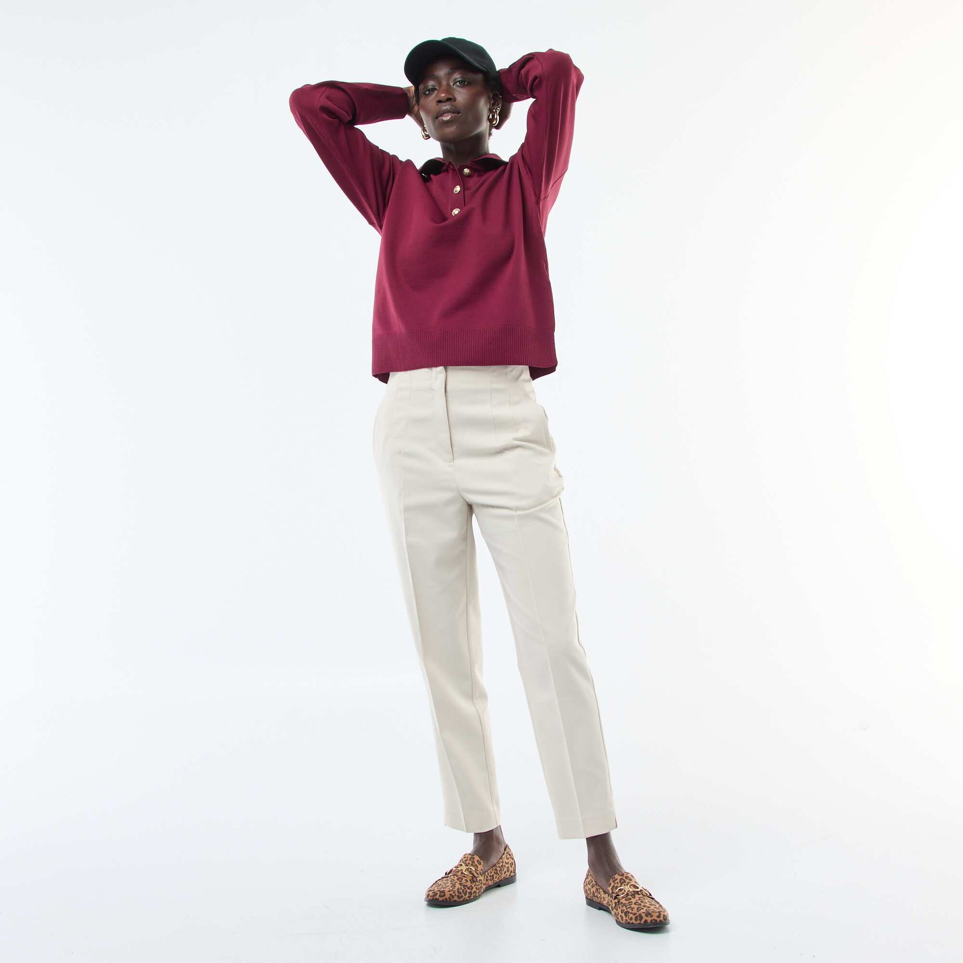 Pantalon droit taille haute GRIS