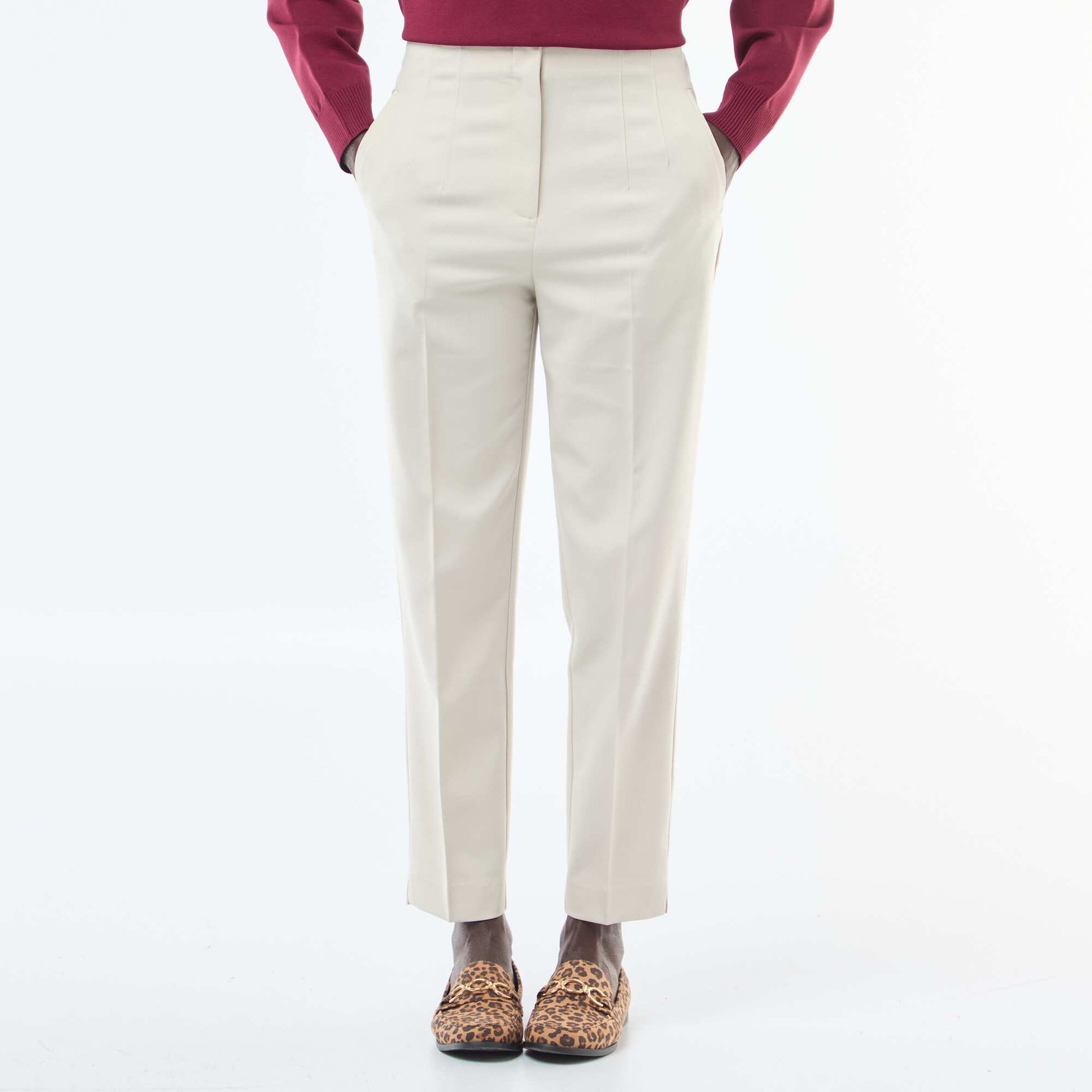 Pantalon droit taille haute GRIS