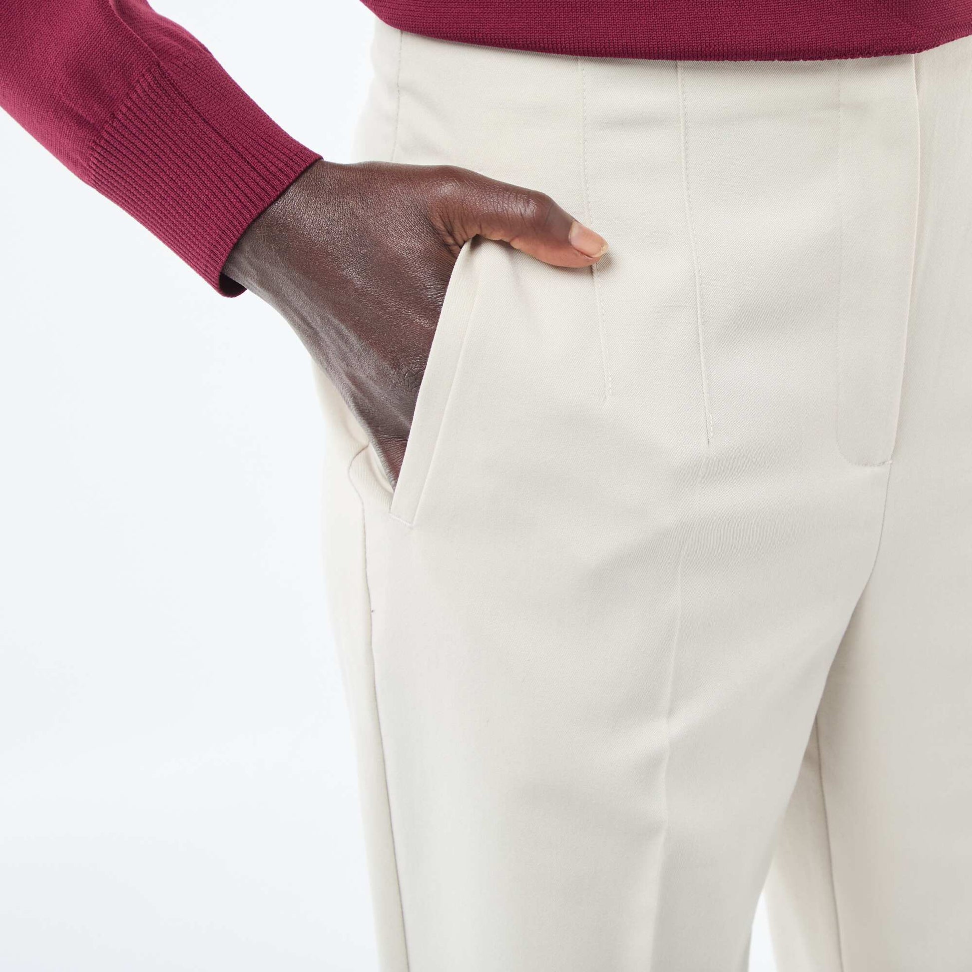 Pantalon droit taille haute GRIS