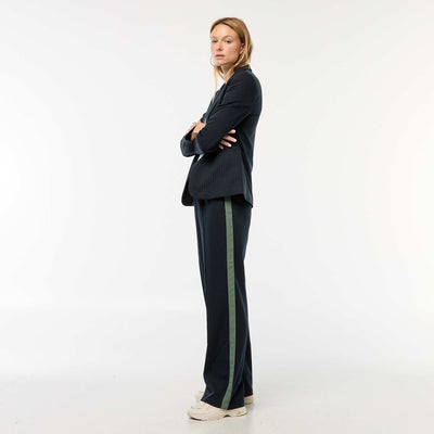 Pantalon à pinces avec bandes sur le côté BLEU