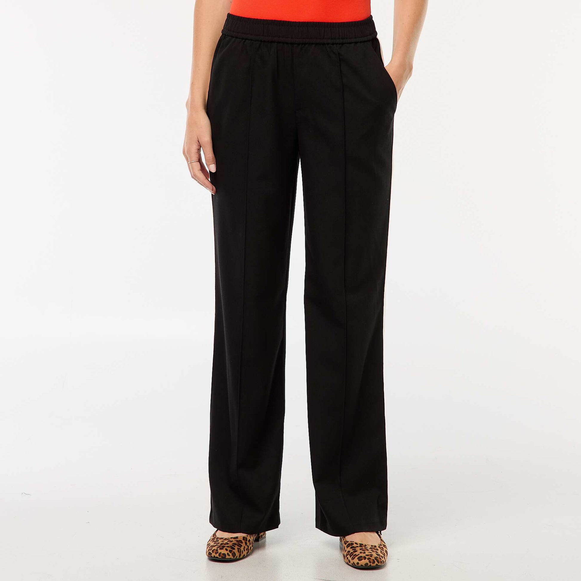 Pantalon à pinces avec bandes sur le côté NOIR