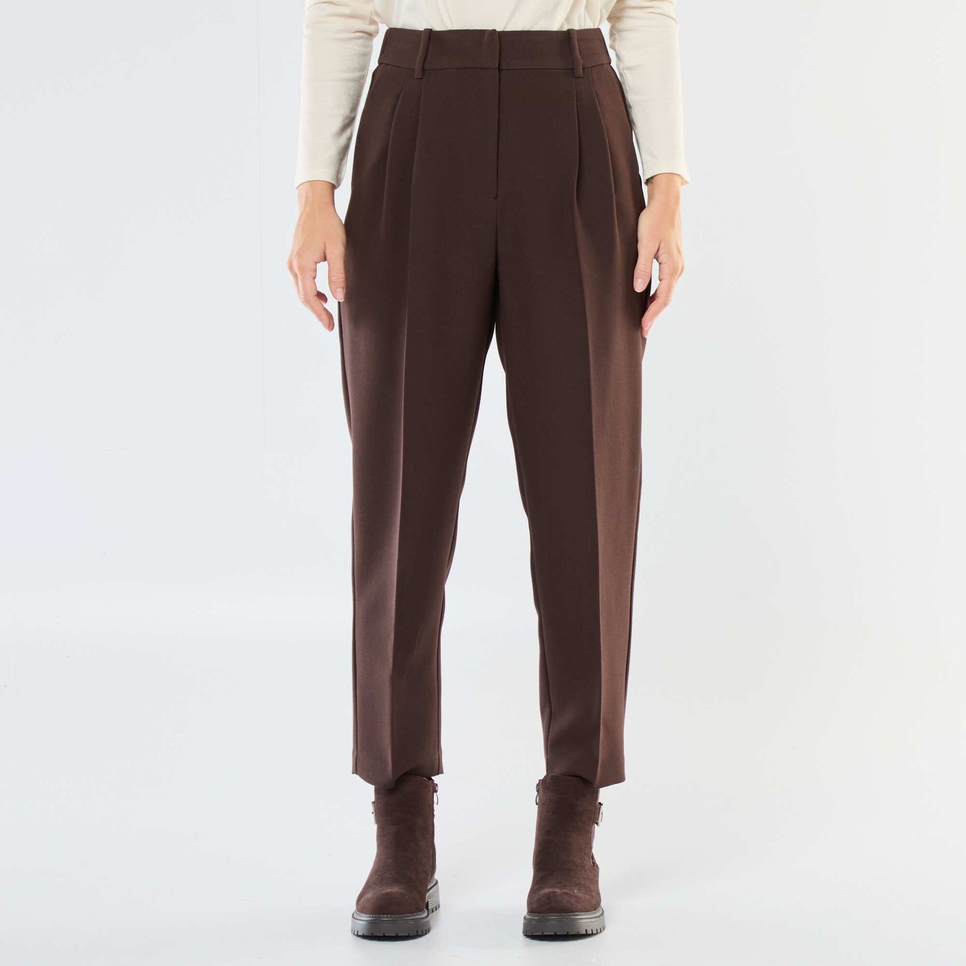 Pantalon carotte fluide MARRON