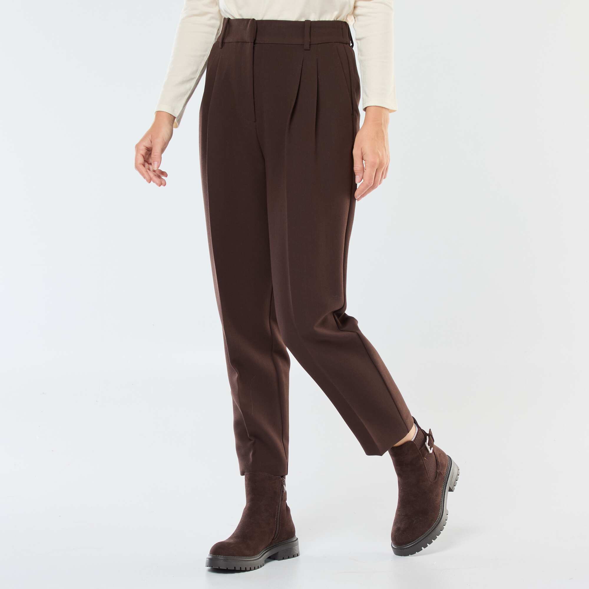 pantalon carotte marron